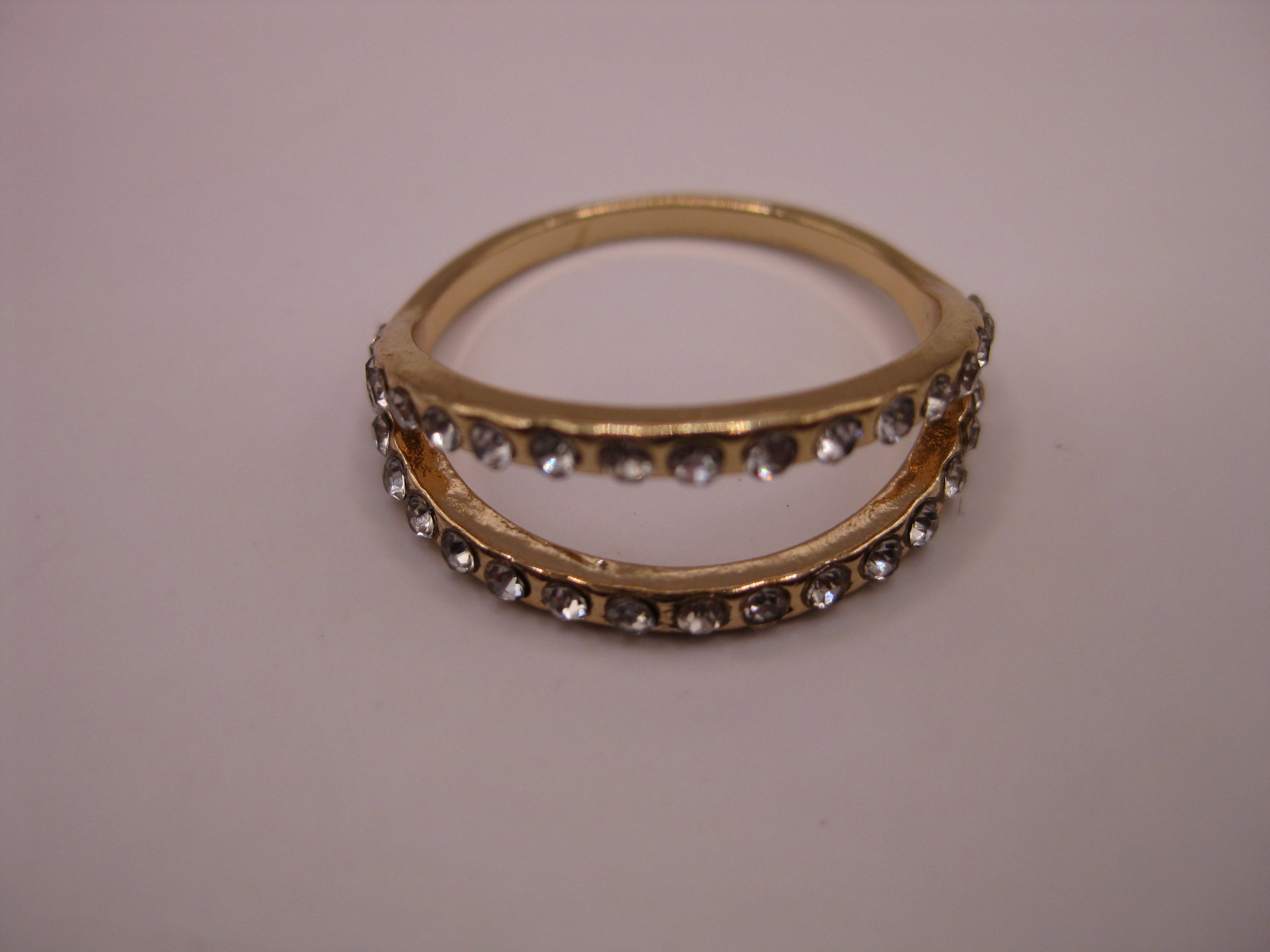 Gold-tone Clear Crystal Open Band Ring Unisex image 3
