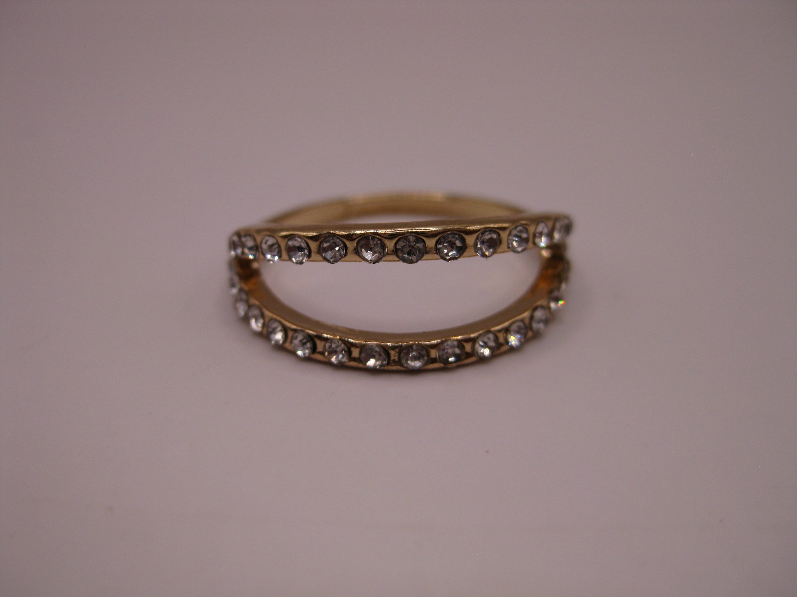 Gold-tone Clear Crystal Open Band Ring Unisex image 4
