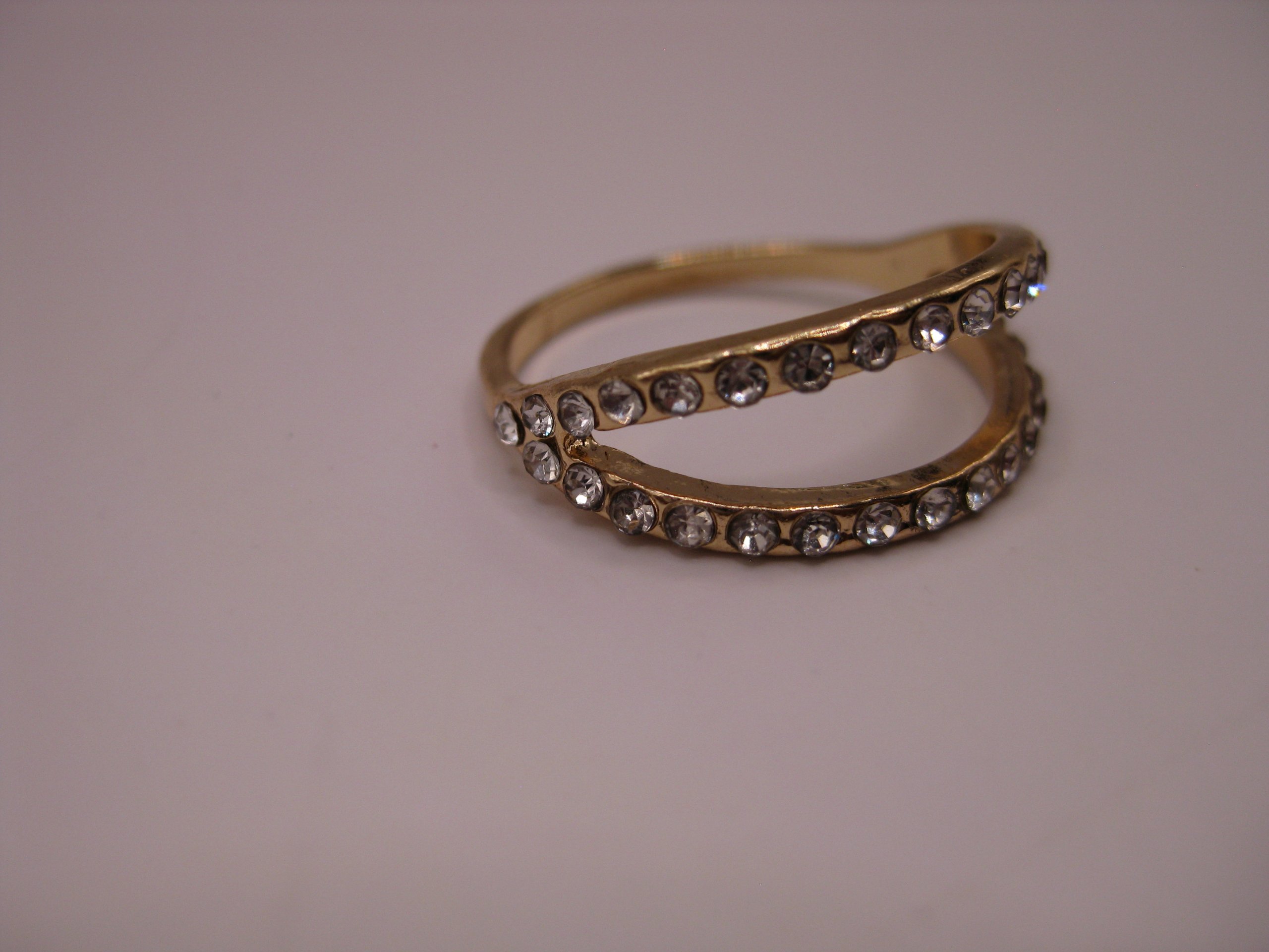 Gold-tone Clear Crystal Open Band Ring Unisex image 5