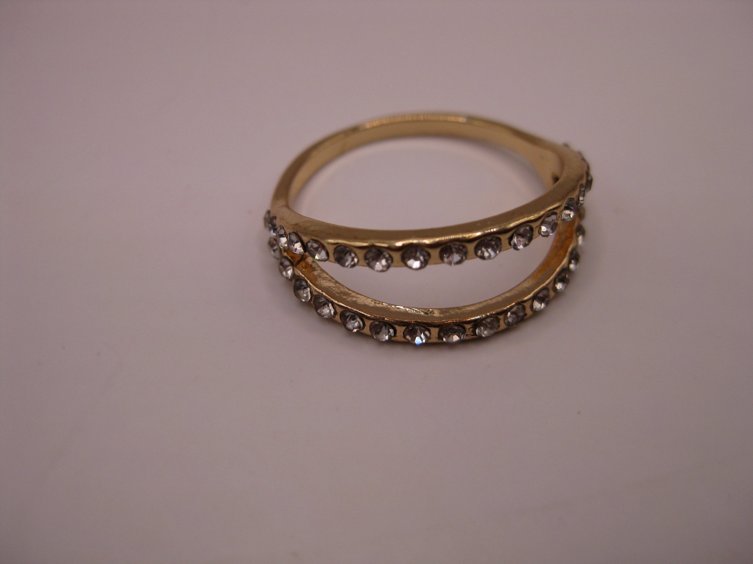 Gold-tone Clear Crystal Open Band Ring Unisex image 6