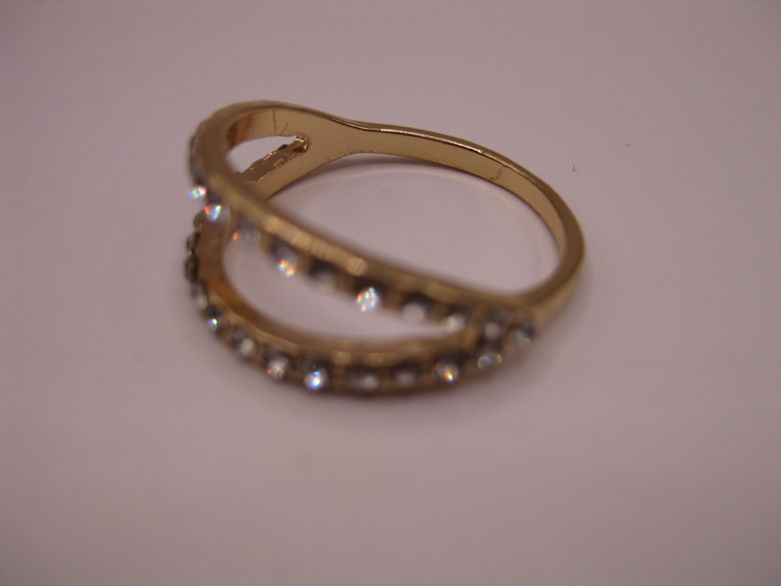 Gold-tone Clear Crystal Open Band Ring Unisex image 7