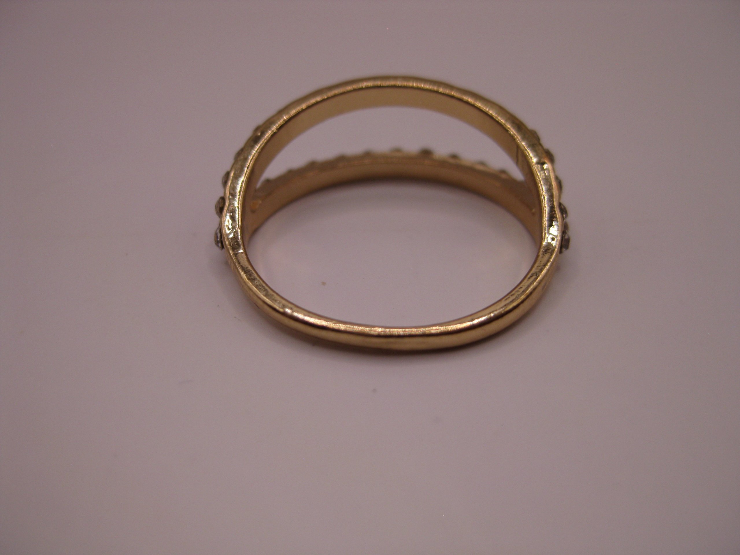 Gold-tone Clear Crystal Open Band Ring Unisex image 8