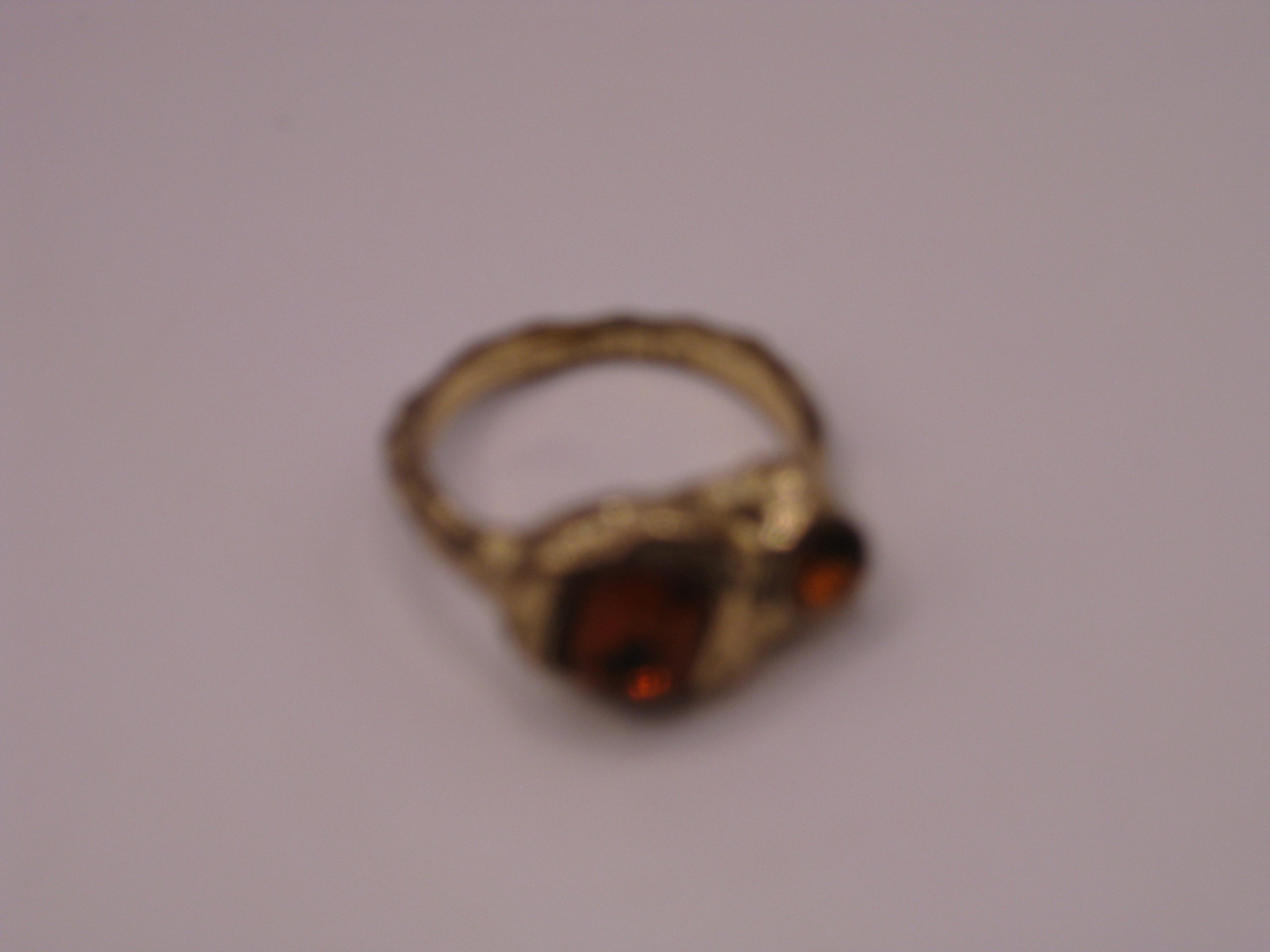 Vintage Gold Tone Ring with Orange Gems Unisex image 6