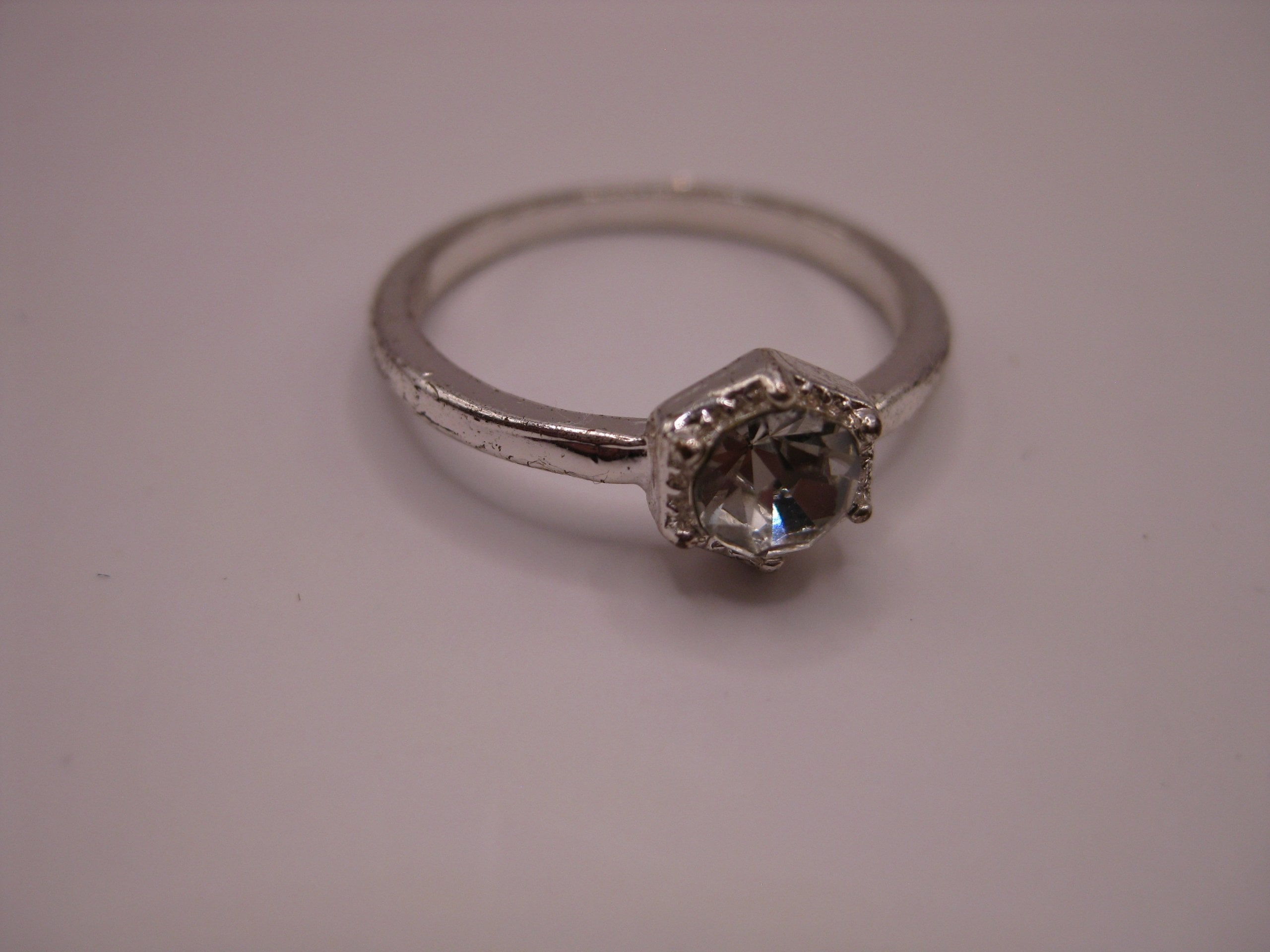 Unbranded Silver Tone Clear Stone Ring Size 52