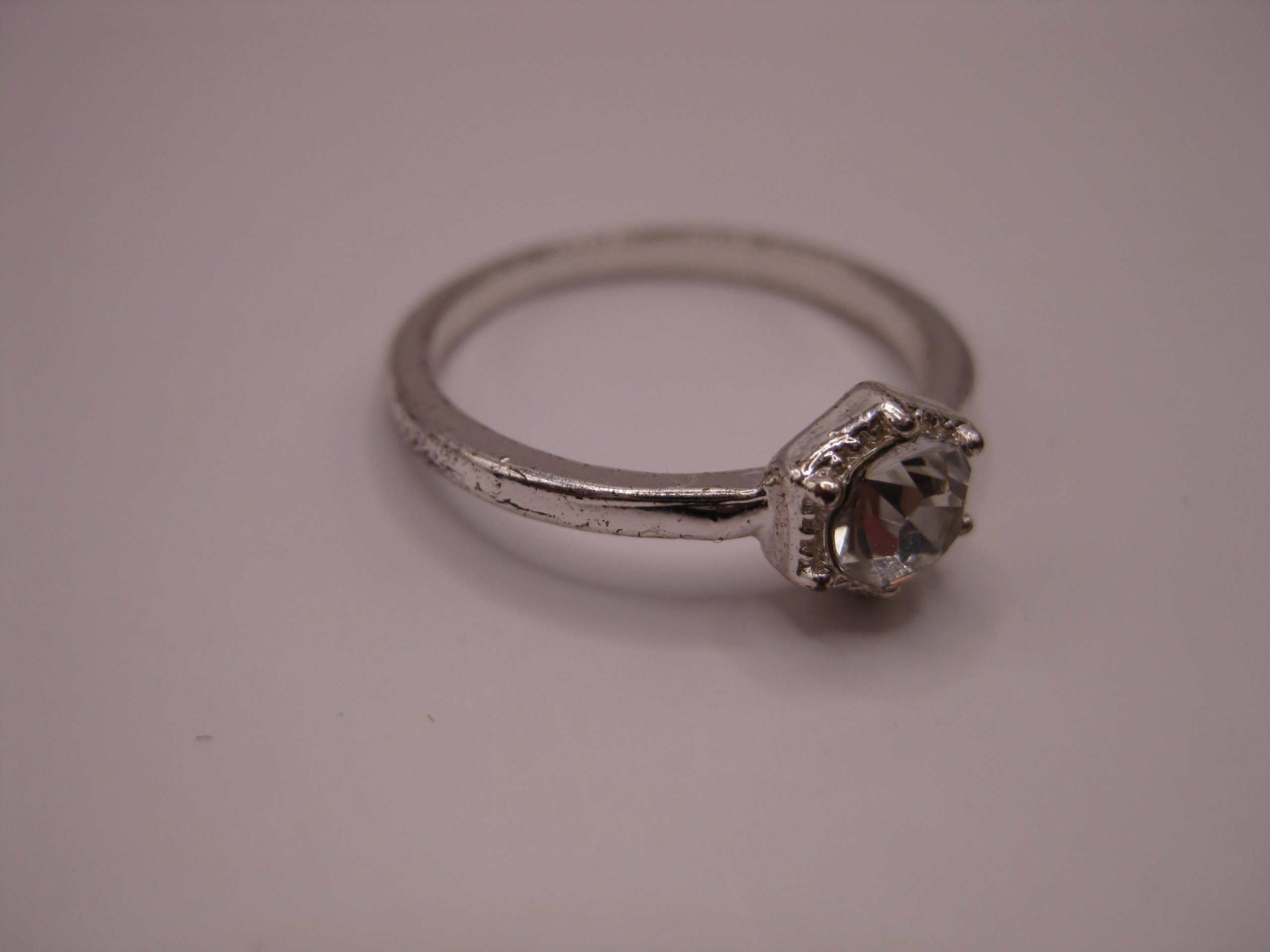 Unbranded Silver Tone Clear Stone Ring Size 52 image 2