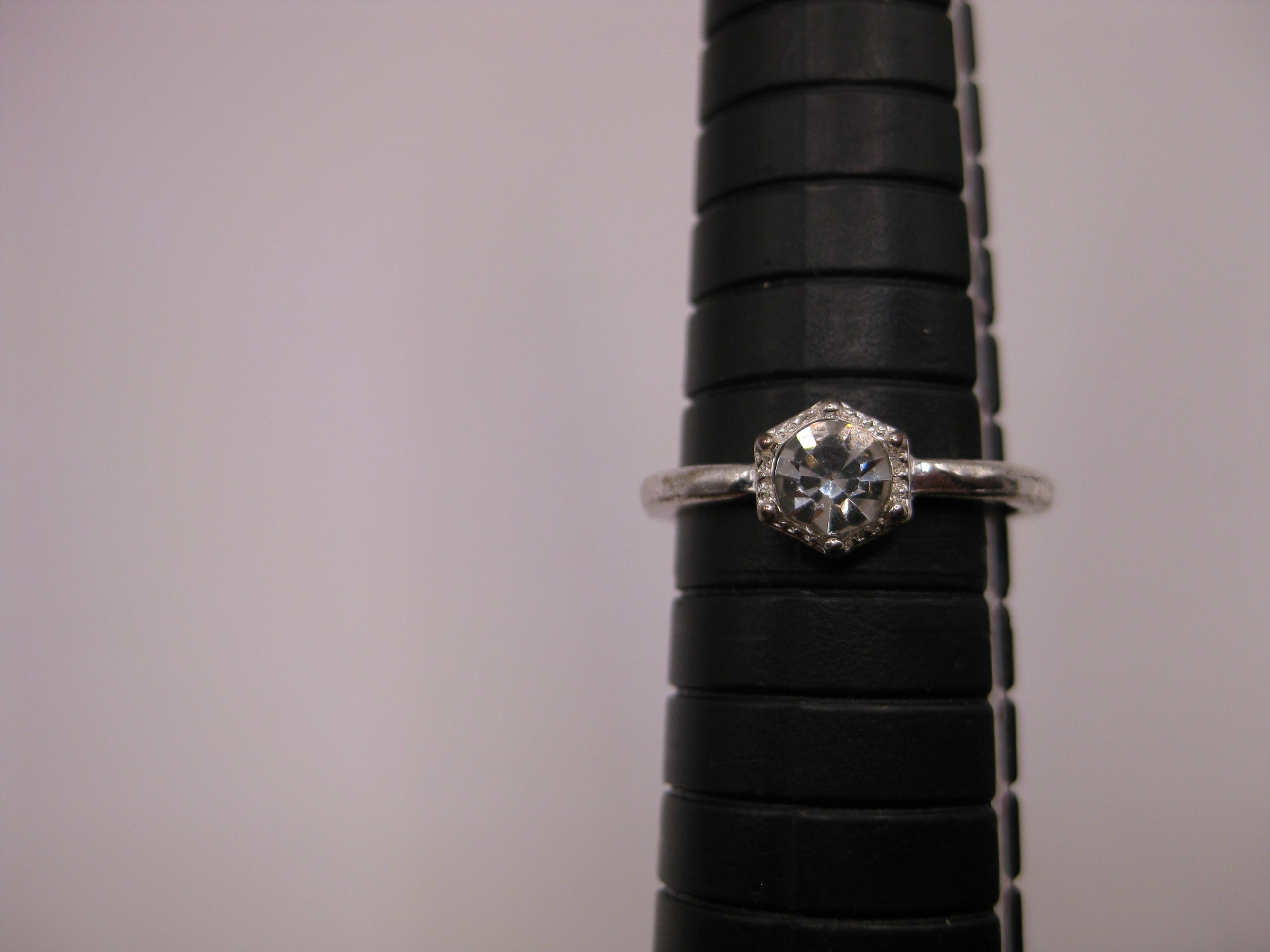 Unbranded Silver Tone Clear Stone Ring Size 52 image 5
