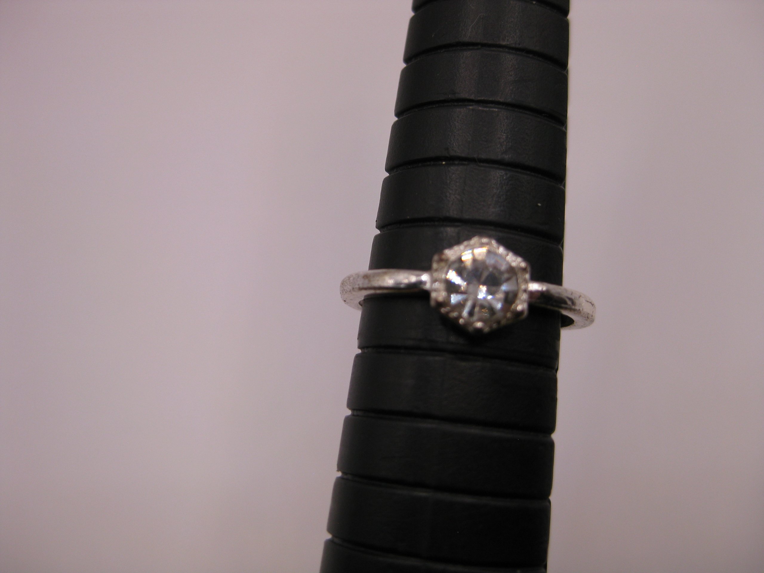 Unbranded Silver Tone Clear Stone Ring Size 52 image 7