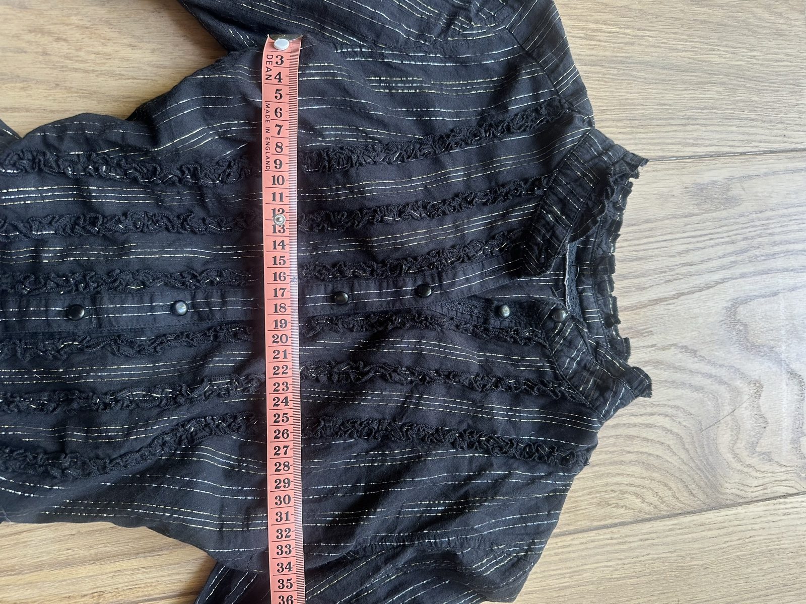 Black Striped Vintage Style Long Sleeve Blouse Size S image 2
