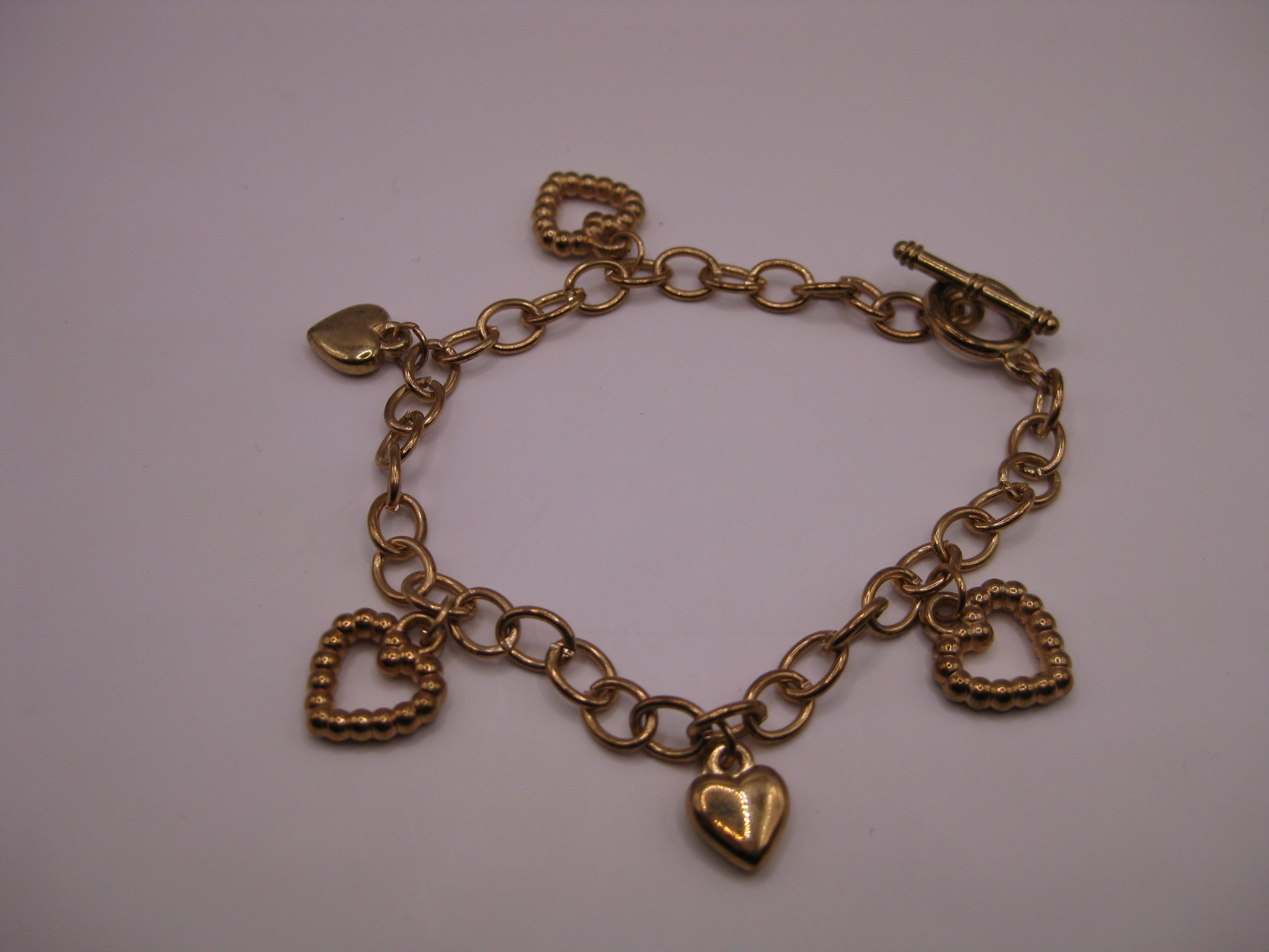 Gold Tone Heart Charm Bracelet Women