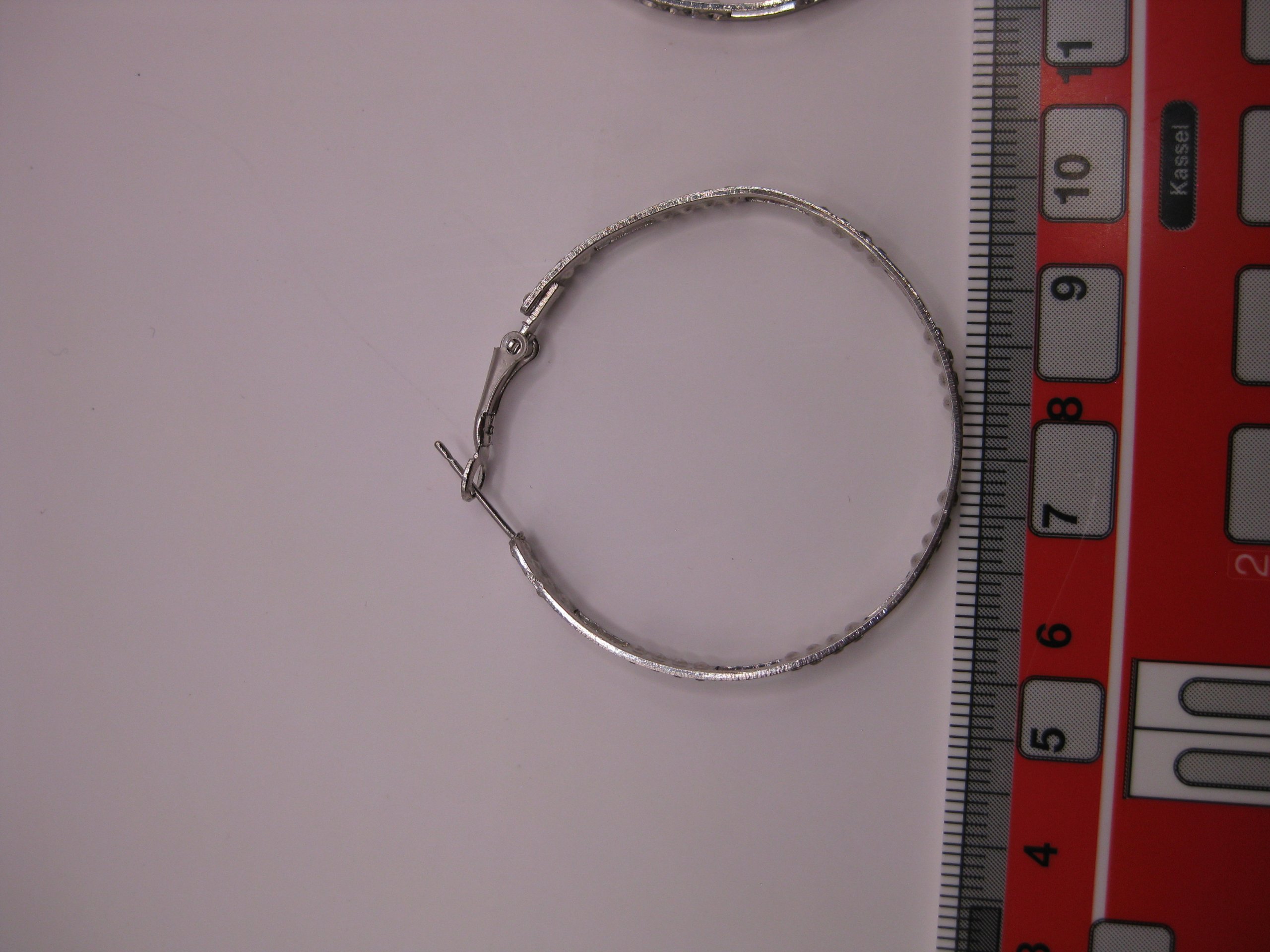 Silver Tone Hoop Earrings with Rhinestones Unisex image 10