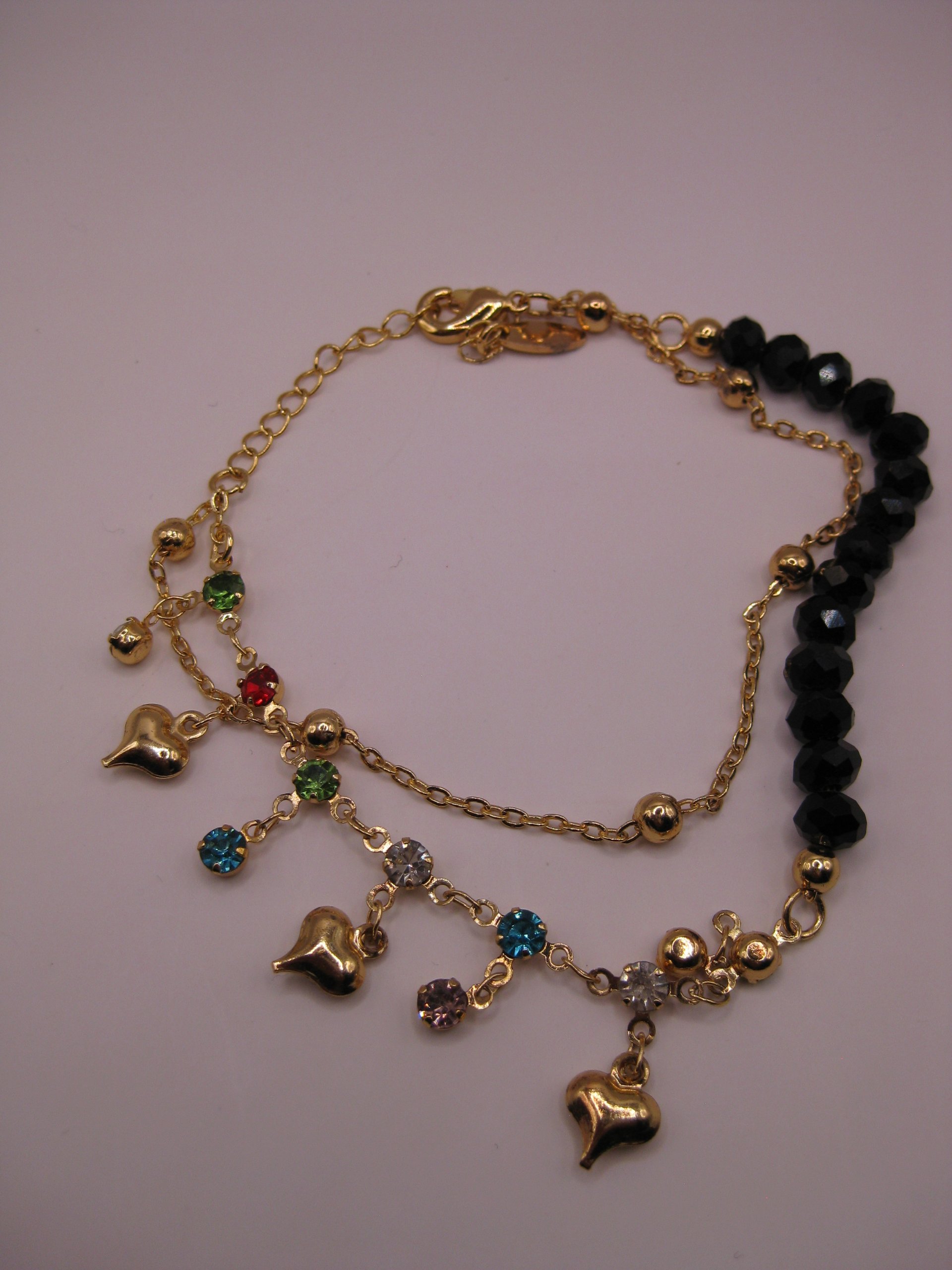 Vintage Gold-tone Colourful Crystal Heart Charm Bracelet image 4