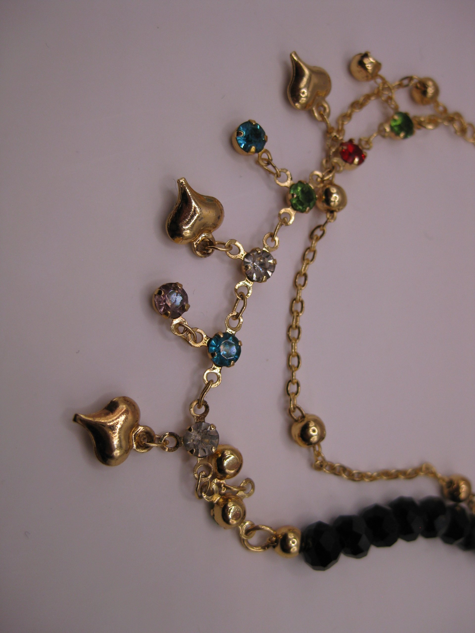 Vintage Gold-tone Colourful Crystal Heart Charm Bracelet image 5