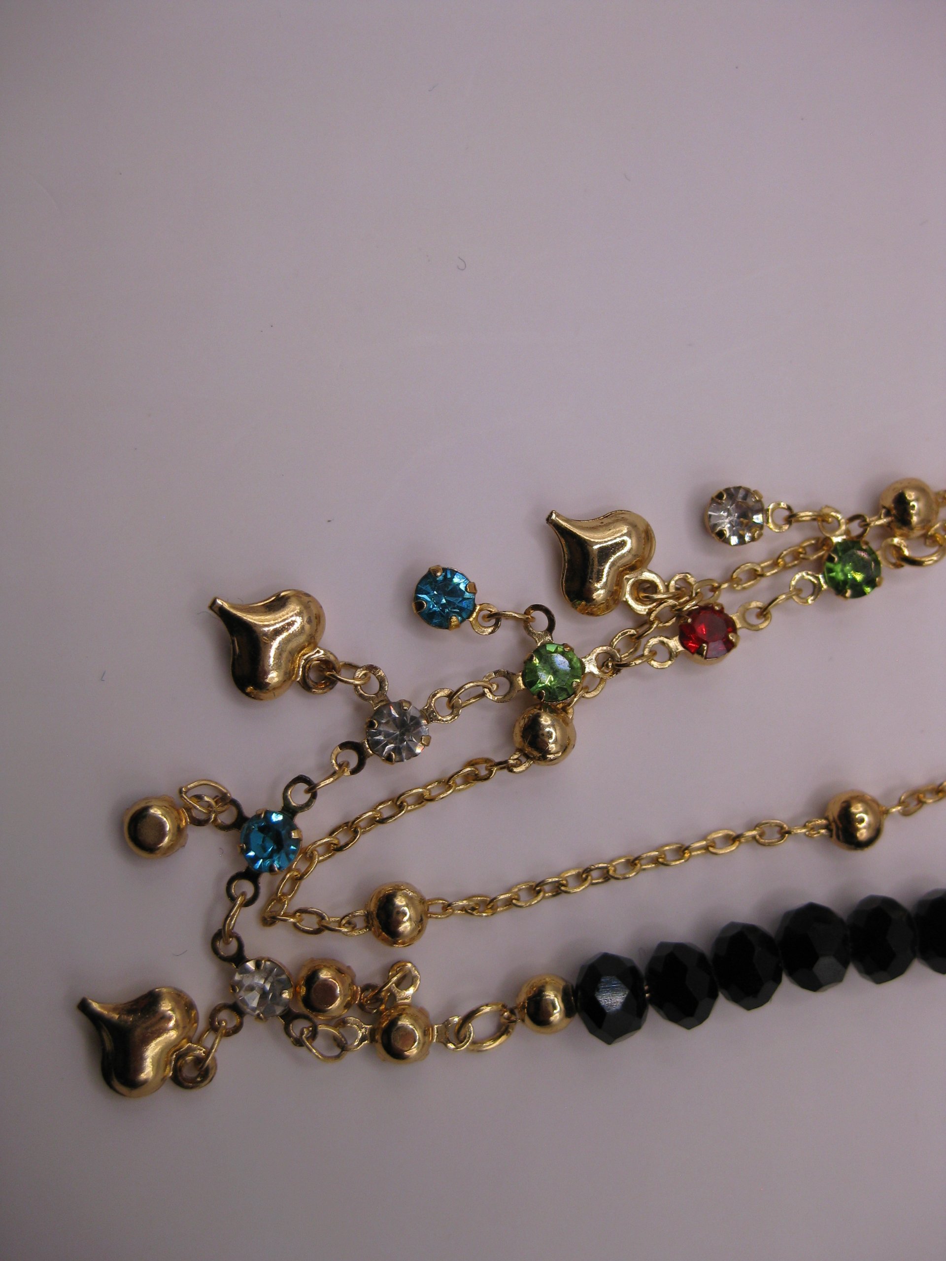 Vintage Gold-tone Colourful Crystal Heart Charm Bracelet image 10