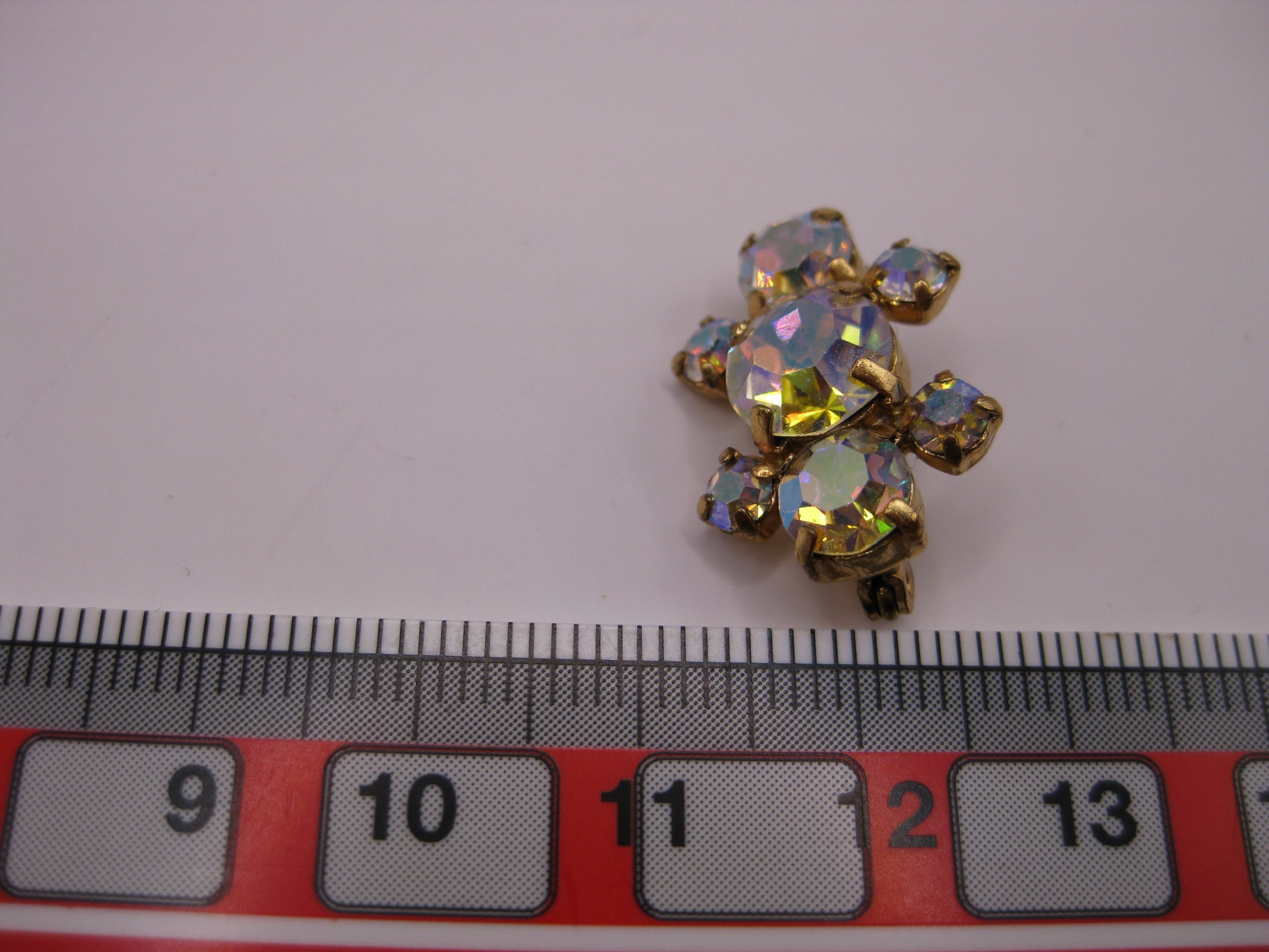 Vintage Aurora Borealis Crystal Gold-tone Brooch Pin image 9