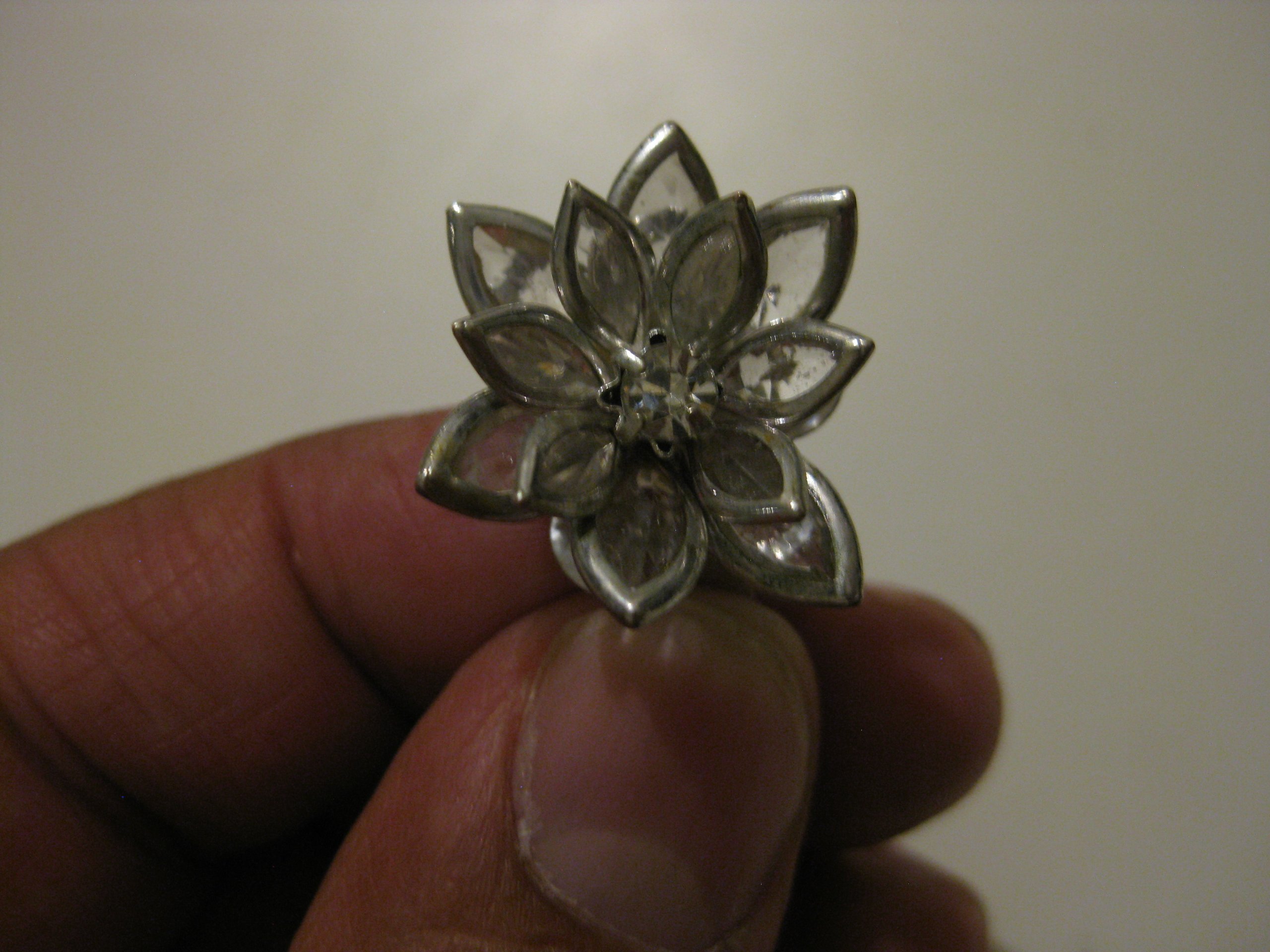 Silver Tone Clear Crystal Flower Adjustable Ring image 6