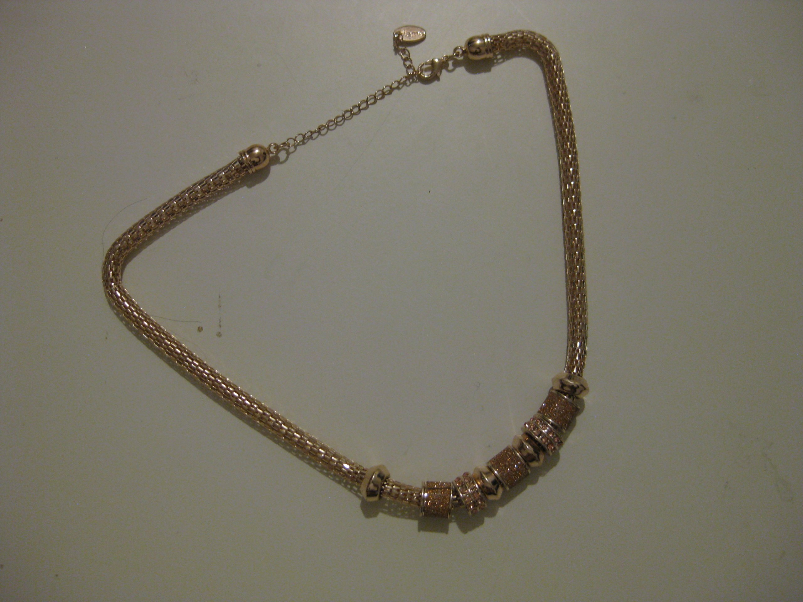 Flame Gold Tone Beaded Chain Necklace