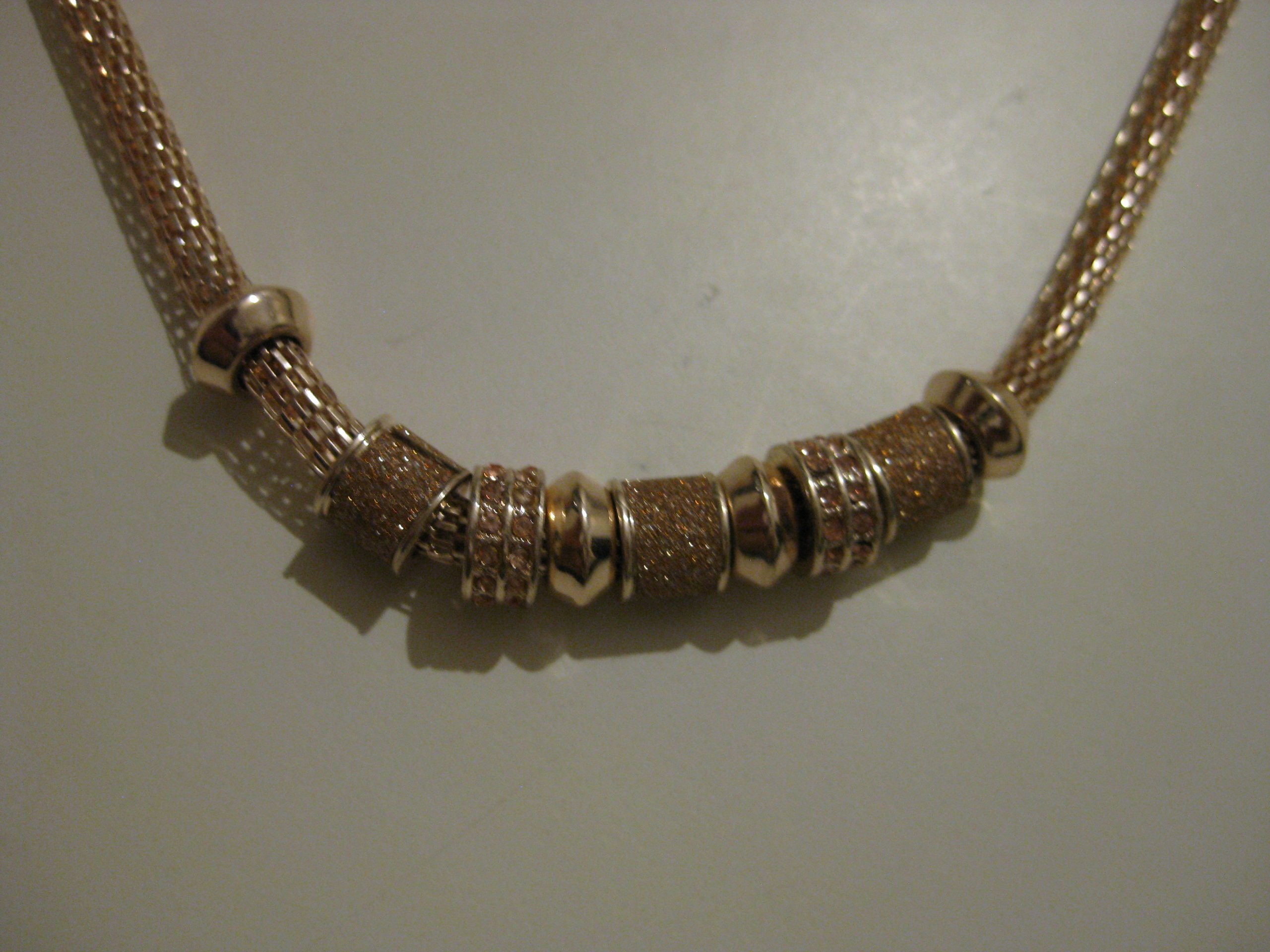 Flame Gold Tone Beaded Chain Necklace image 2