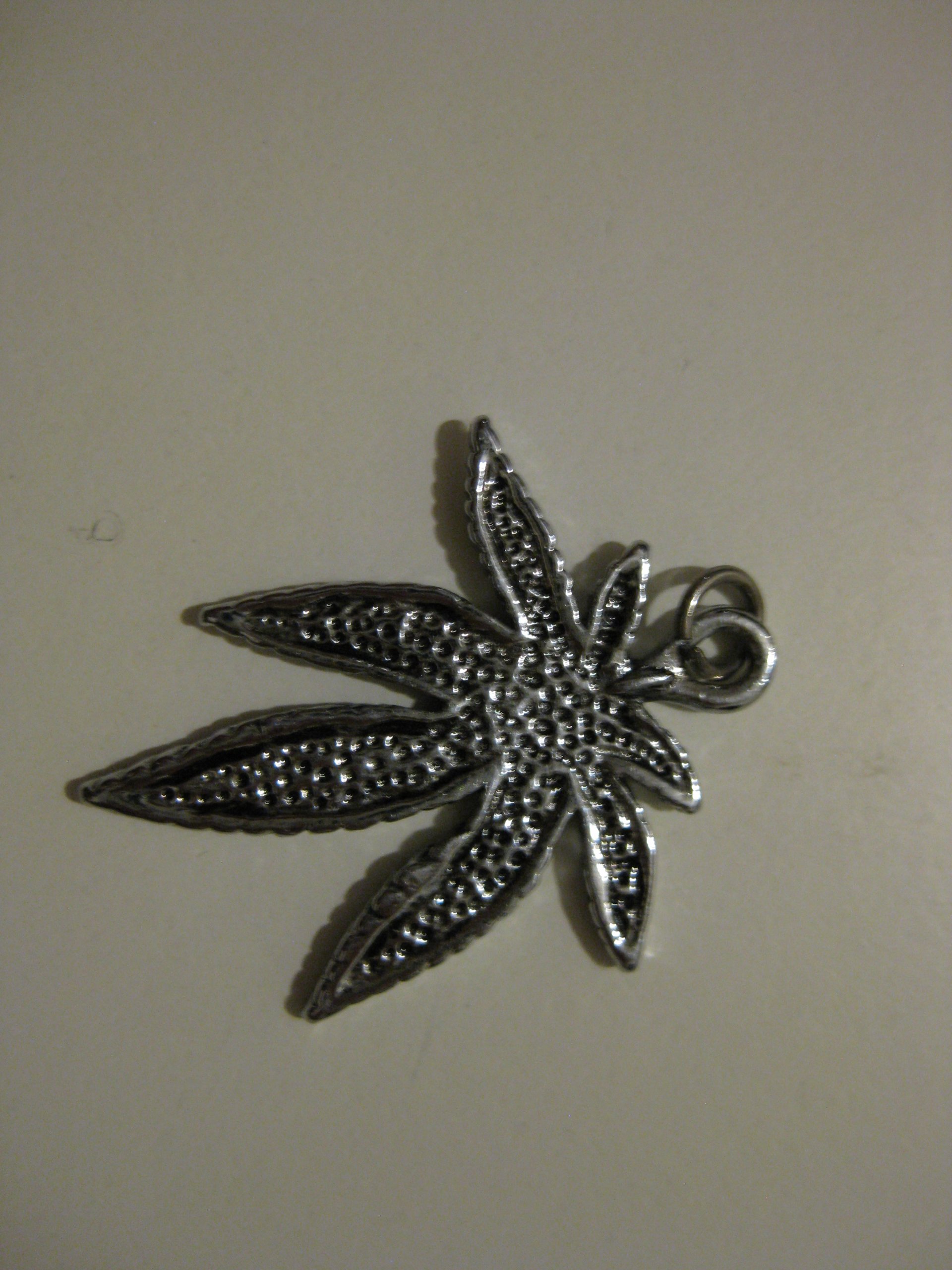 Silver Metal Leaf Pendant Charm Unisex image 2
