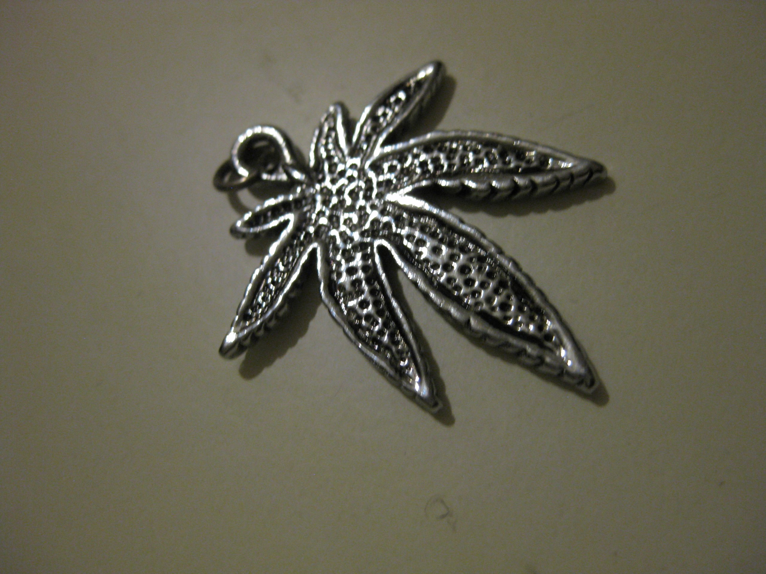 Silver Metal Leaf Pendant Charm Unisex image 5