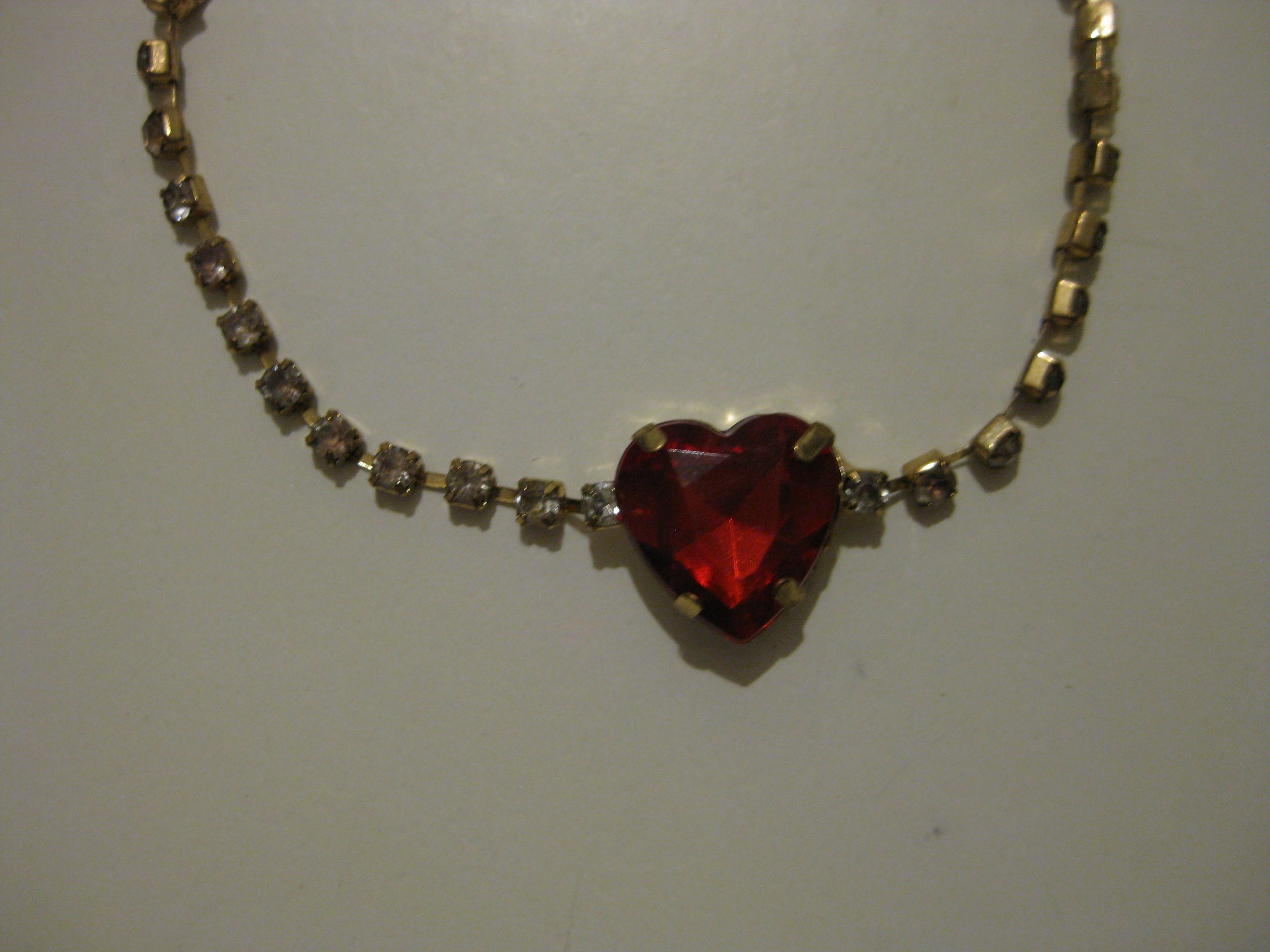 Gold & Red Heart Crystal Bracelet Adjustable Length image 2