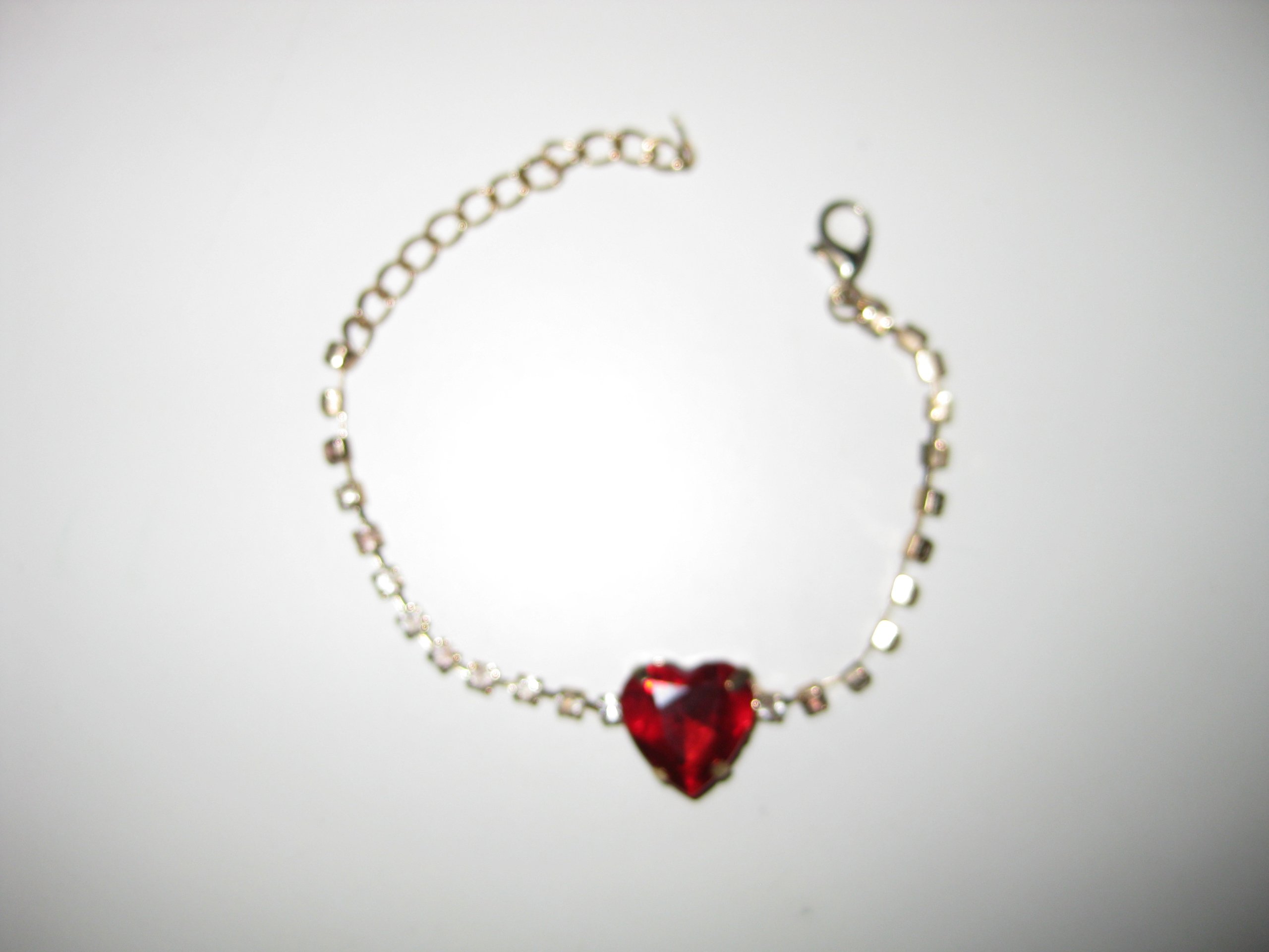 Gold & Red Heart Crystal Bracelet Adjustable Length image 3
