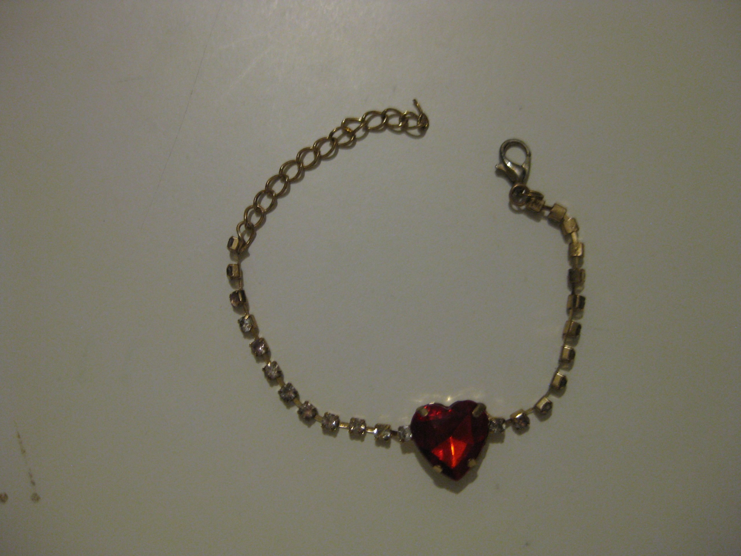 Gold & Red Heart Crystal Bracelet Adjustable Length image 5