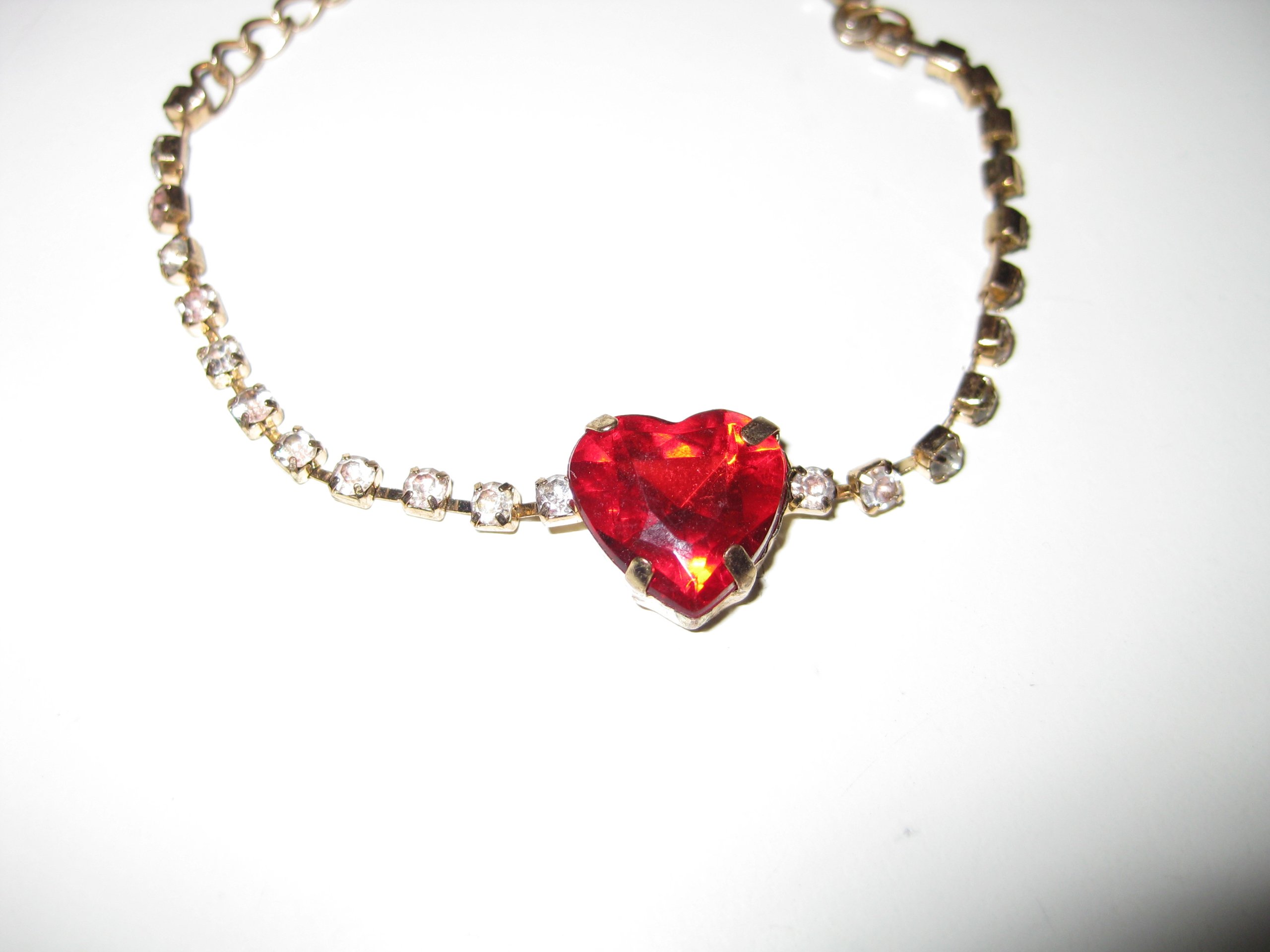 Gold & Red Heart Crystal Bracelet Adjustable Length image 7