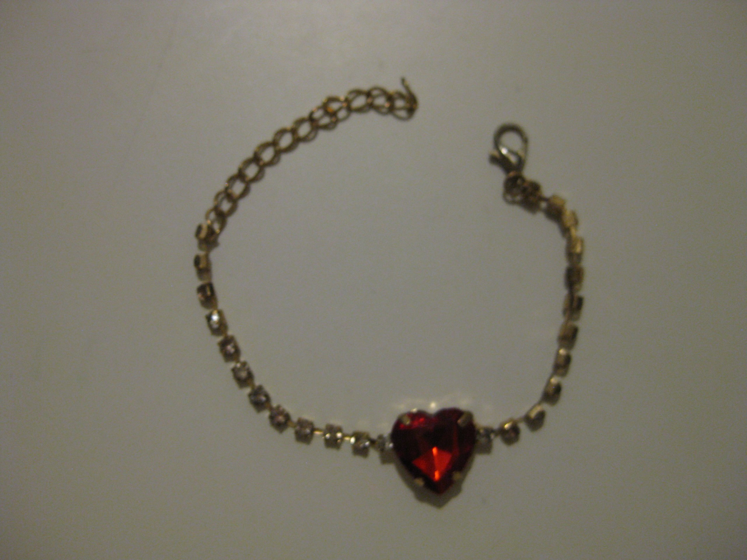 Gold & Red Heart Crystal Bracelet Adjustable Length image 8