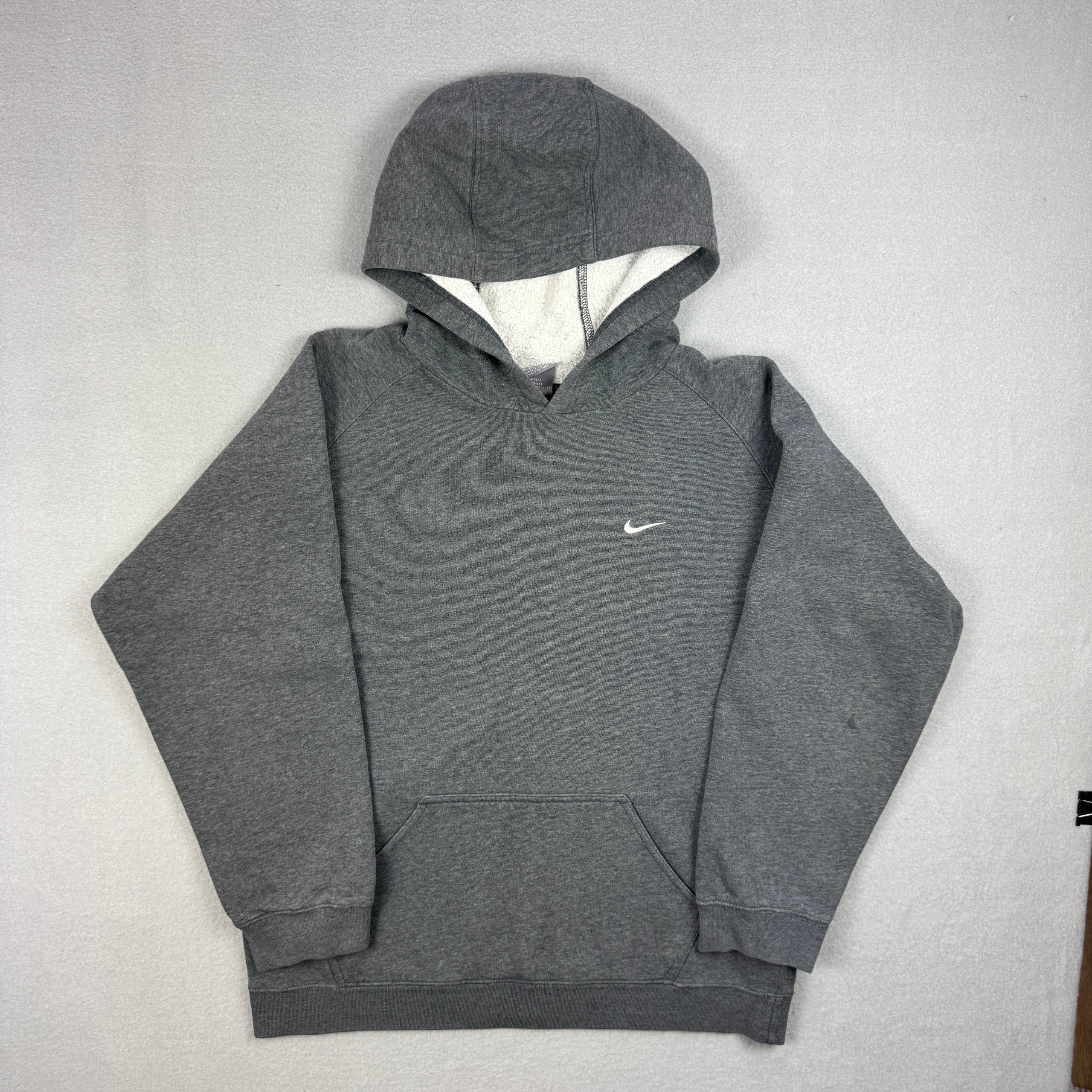 Nike Grey Hoodie White Small Swoosh Size 18-20 / 164-176cm