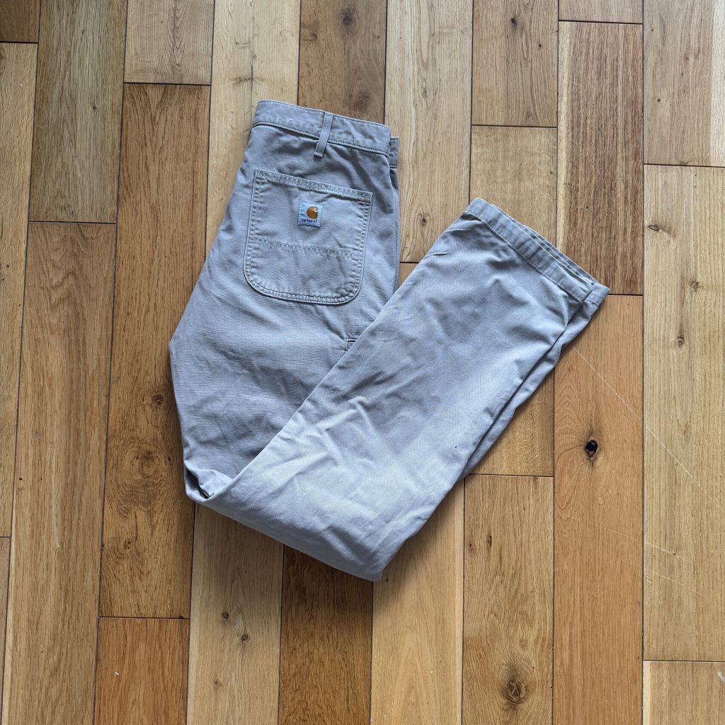 Vintage 90s Carhartt B299 OKH Khaki Canvas Dungaree Trousers W32 L36 Workwear Pants
