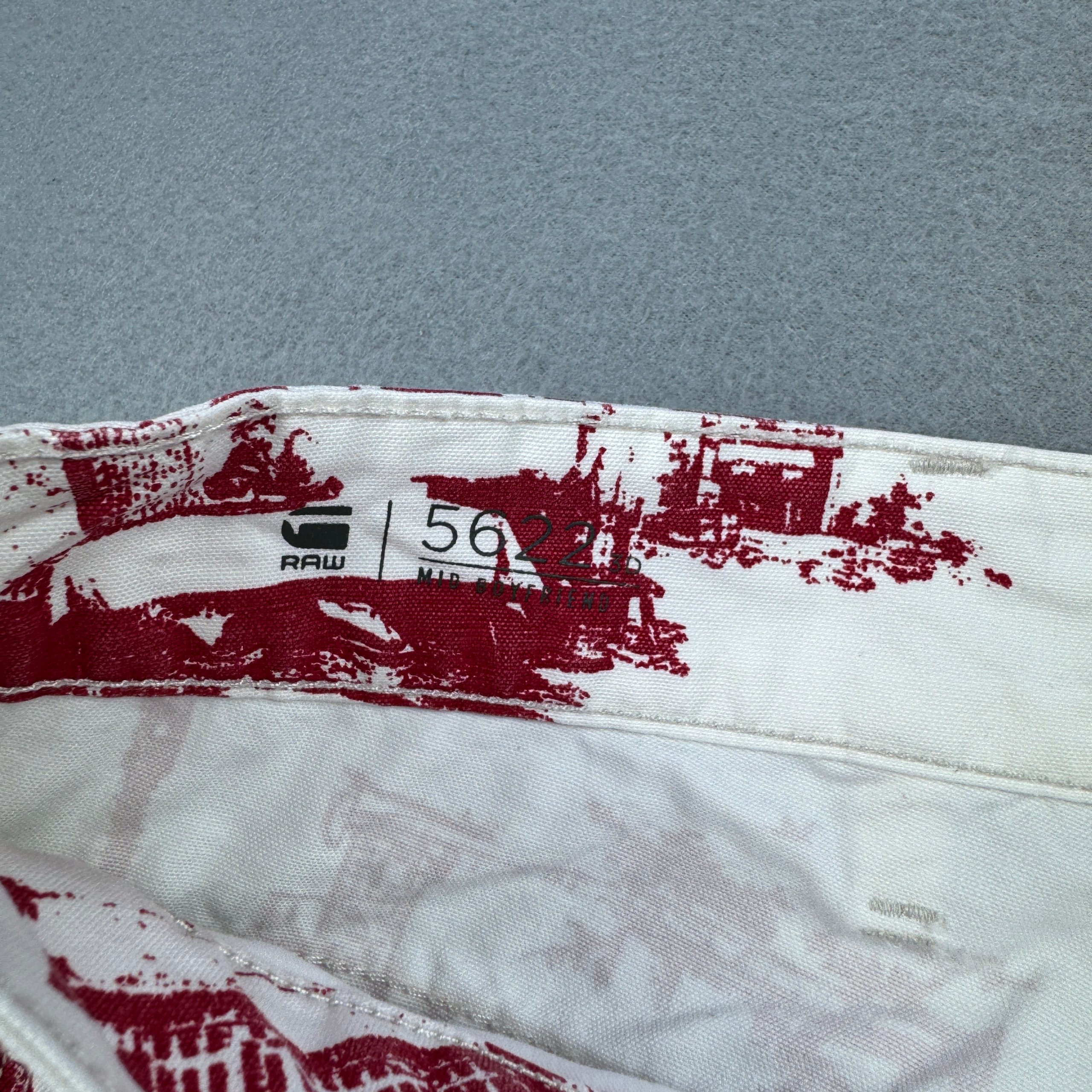 Women`s G-Star Raw Pharrell Williams Elwood White & Red Printed Denim Jeans Size W27 L30 image 6