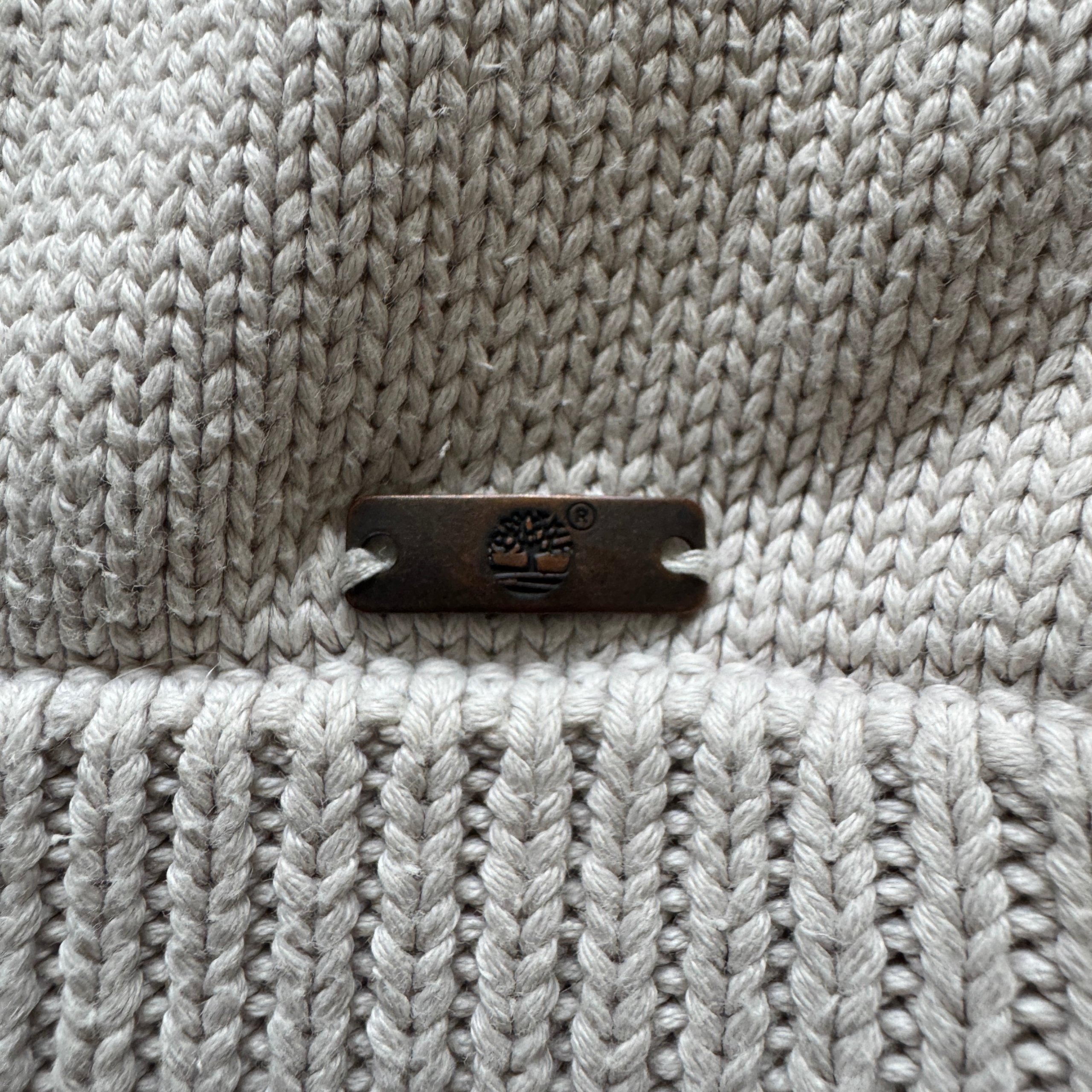 Timberland Men's XXL Beige Heavyweight Cotton Knit Button Neck Jumper Pullover image 3