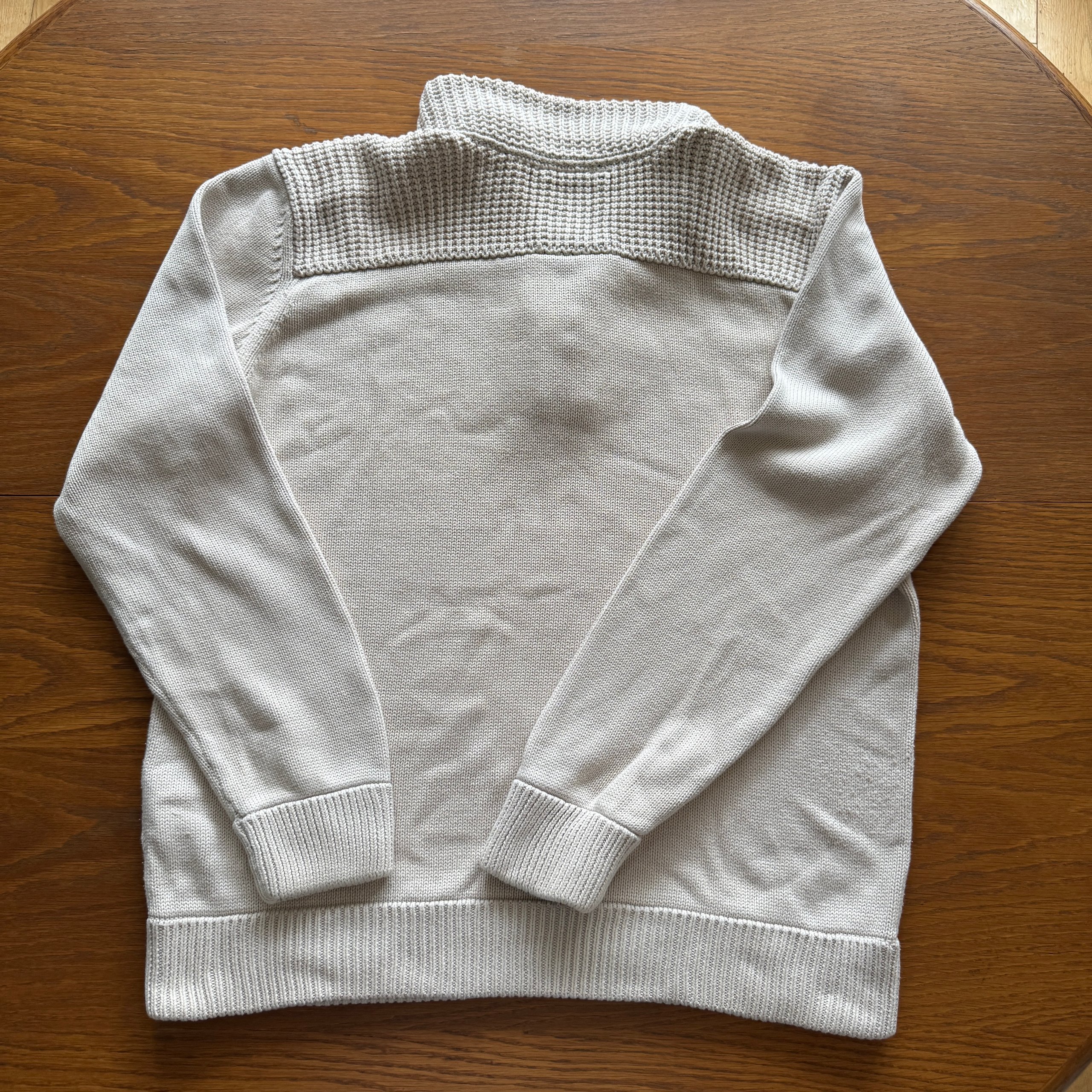 Timberland Men's XXL Beige Heavyweight Cotton Knit Button Neck Jumper Pullover image 2