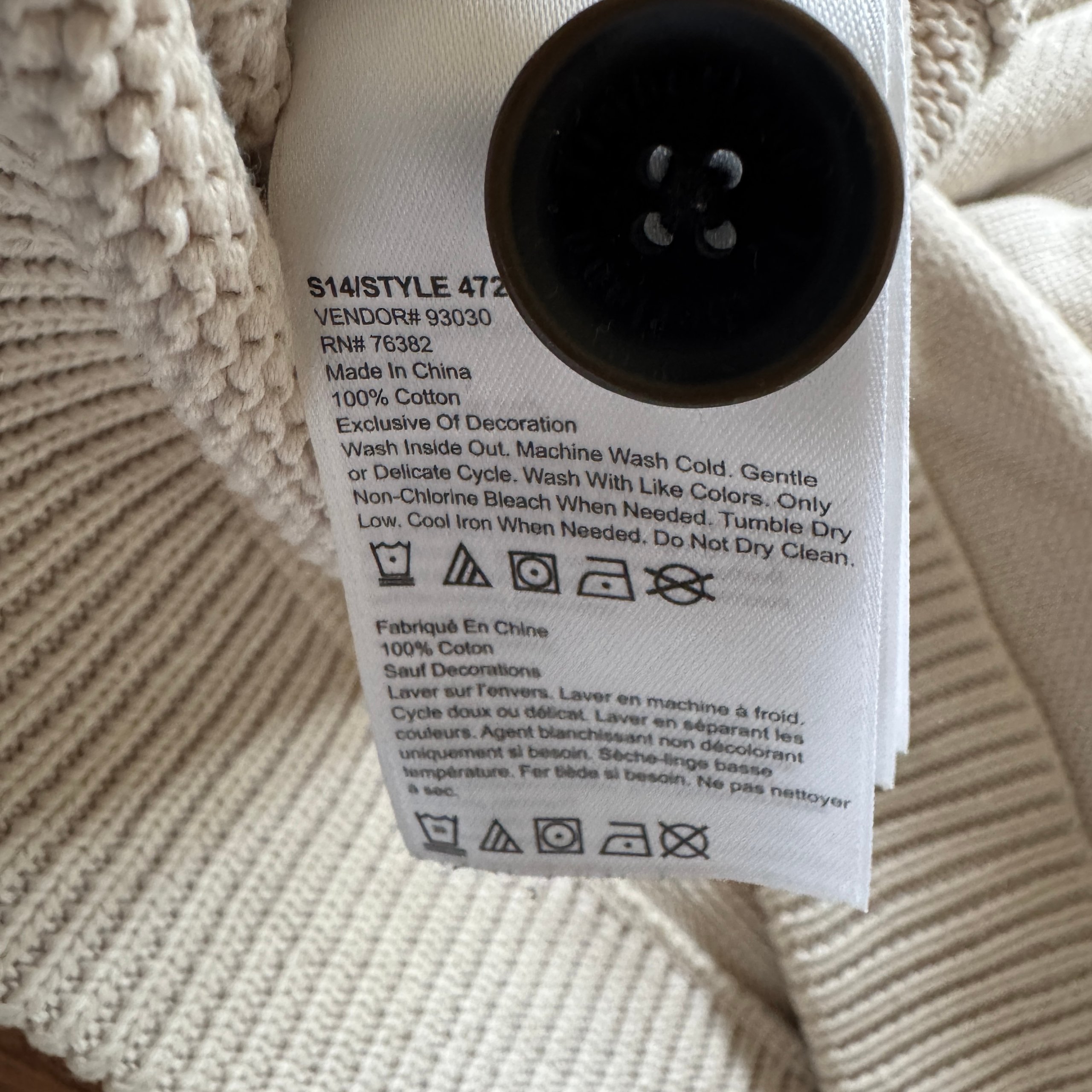 Timberland Men's XXL Beige Heavyweight Cotton Knit Button Neck Jumper Pullover image 6