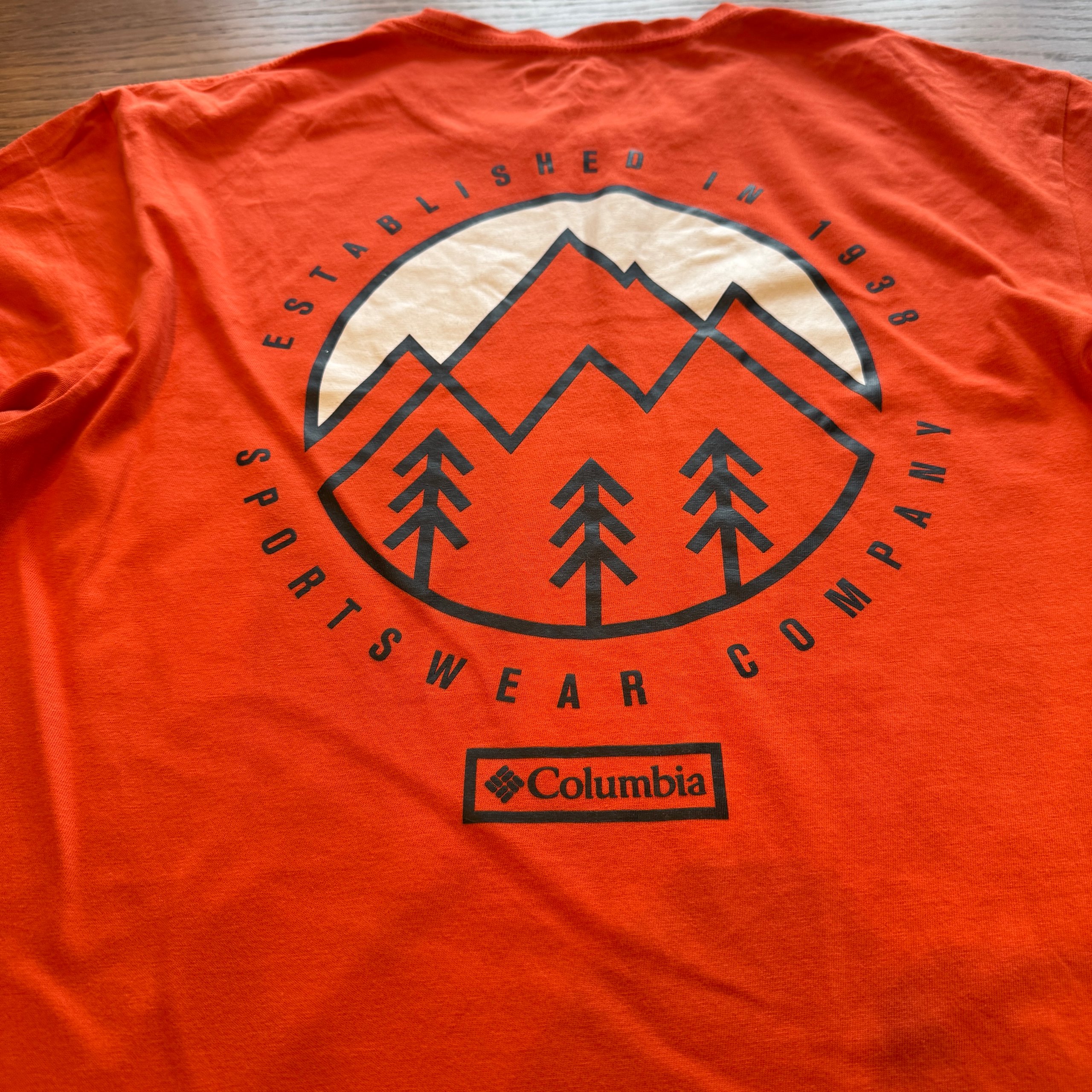 Columbia Men's Bright Orange Established 1938 Graphic T-Shirt Size S image 3