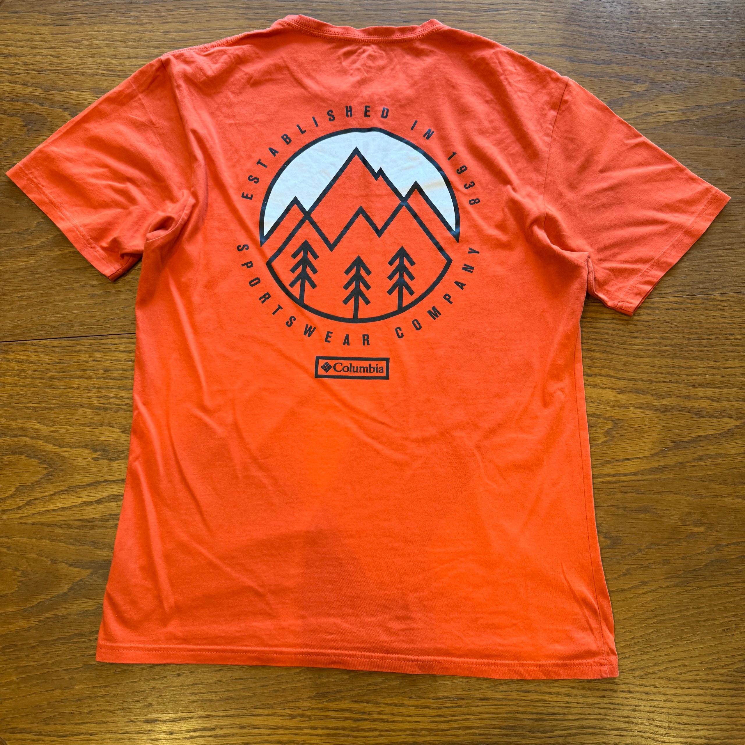Columbia Men's Bright Orange Established 1938 Graphic T-Shirt Size S image 2