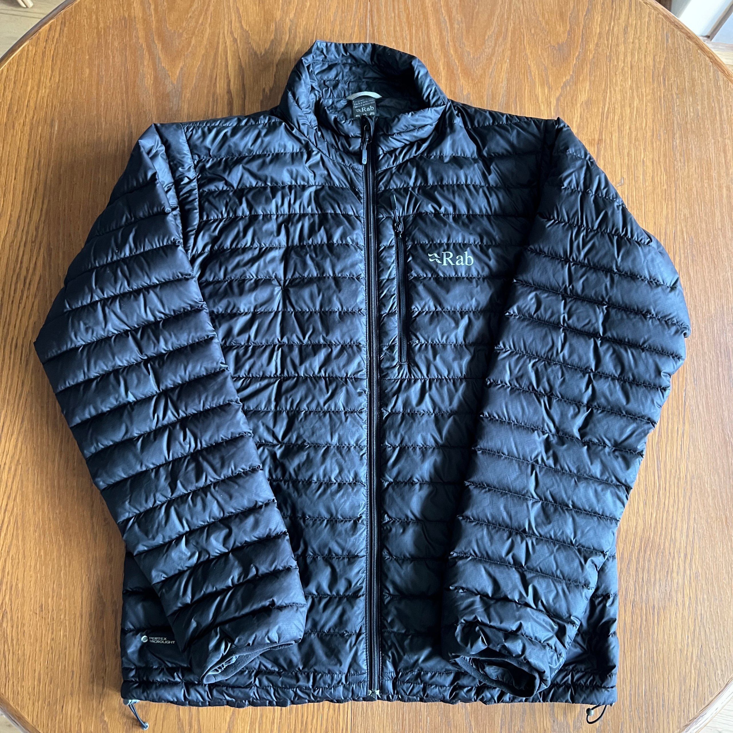 Rab Mens Microlight Down Jacket Black Size L Lightweight Puffer Coat QDA-63 Trim