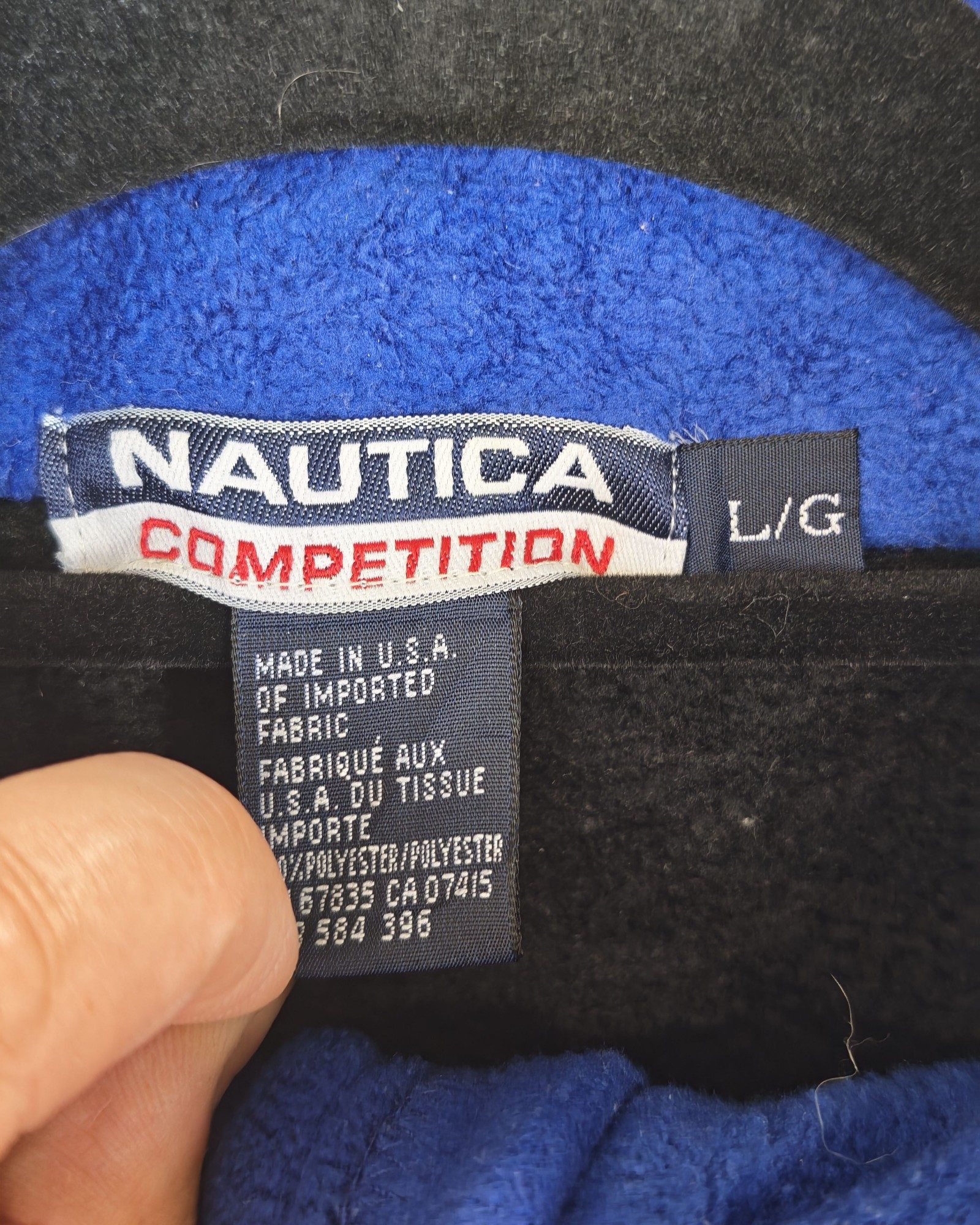 Vintage 90s Nautica Black & Blue Fleece Half-Zip Pullover Large Sailing Gorpcore Y2K image 3