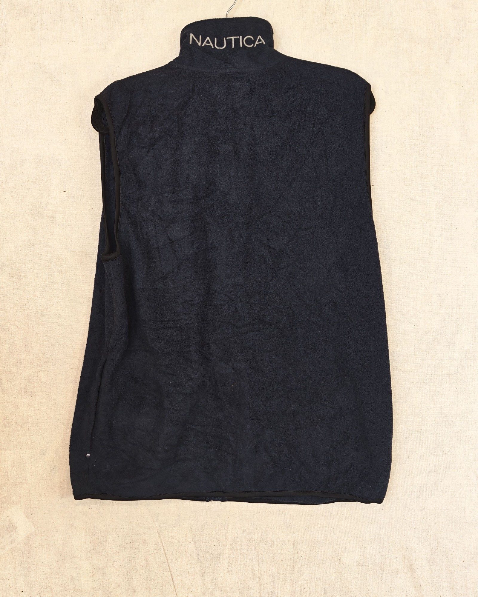 Nautica Navy Fleece Sleeveless Vest Large Sailing Gorpcore Spellout image 2