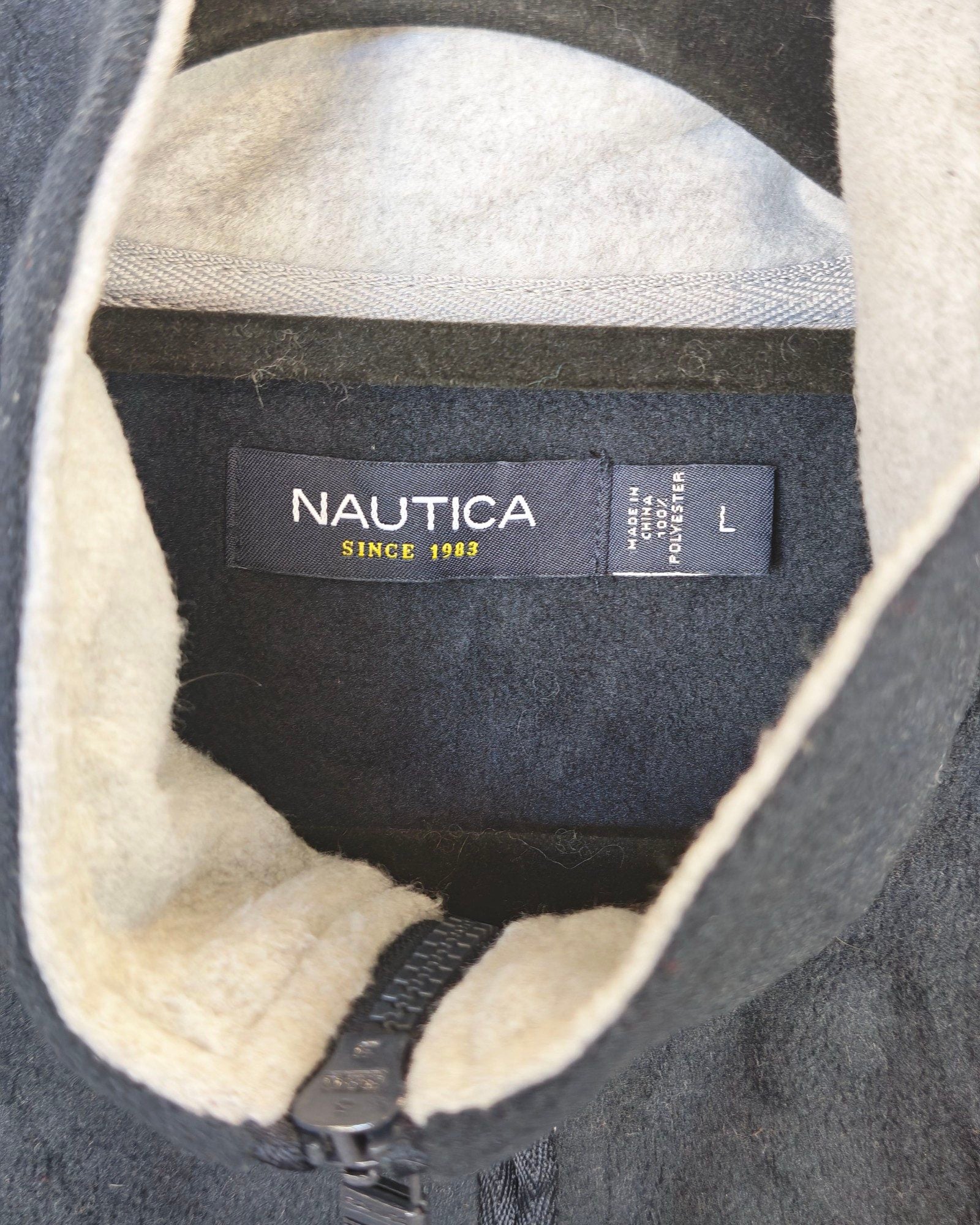 Nautica Navy Fleece Sleeveless Vest Large Sailing Gorpcore Spellout image 3