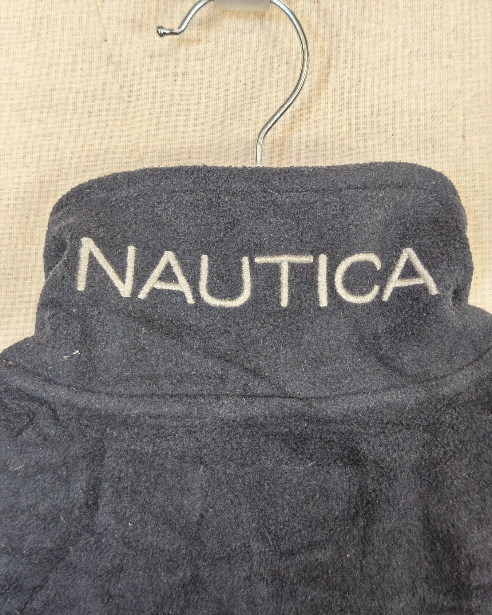 Nautica Navy Fleece Sleeveless Vest Large Sailing Gorpcore Spellout image 8