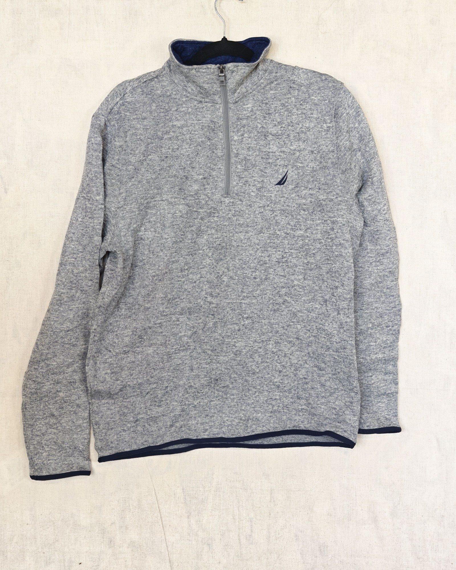 Nautica Grey Half-Zip Polyester Sweater Large