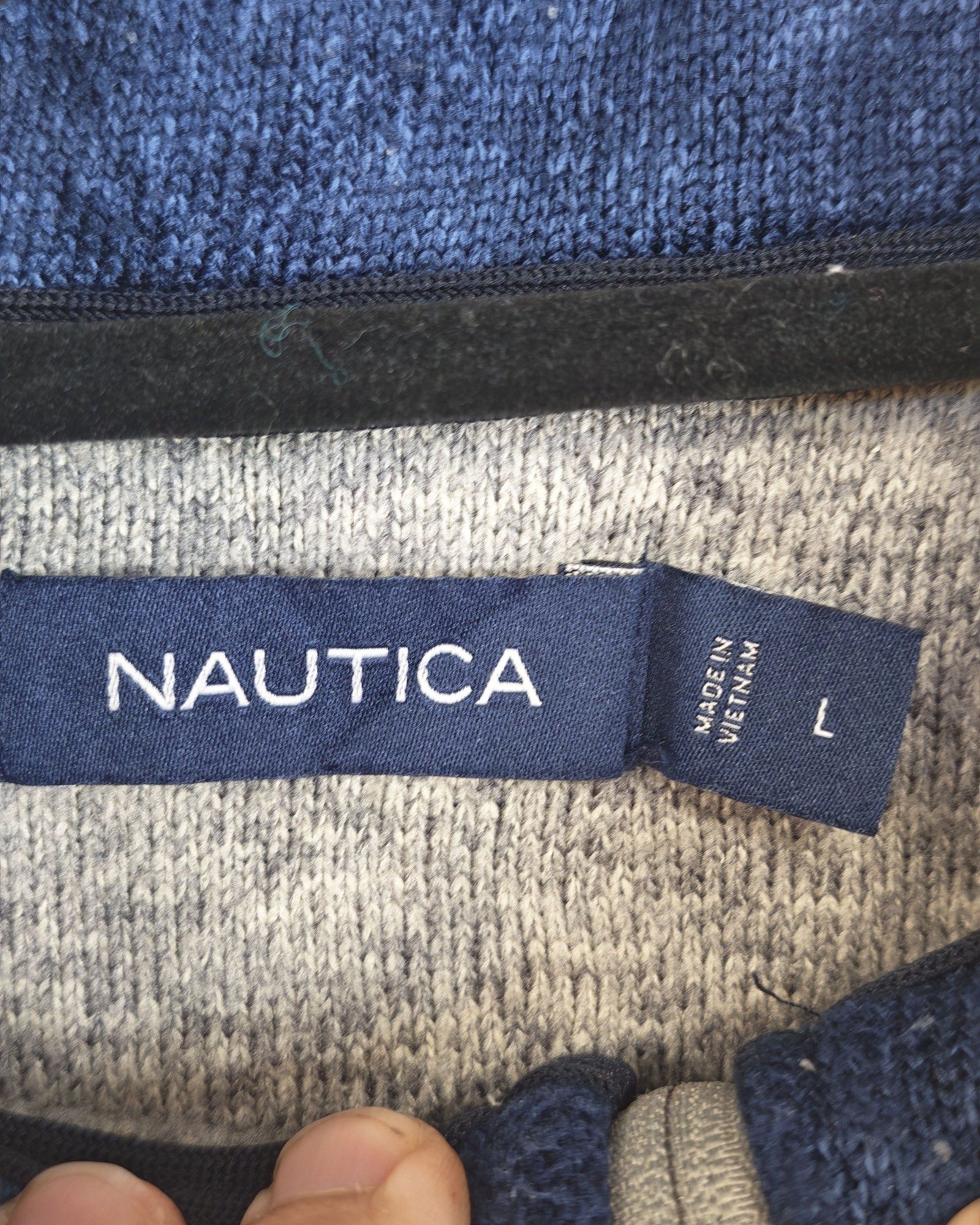 Nautica Grey Half-Zip Polyester Sweater Large image 3