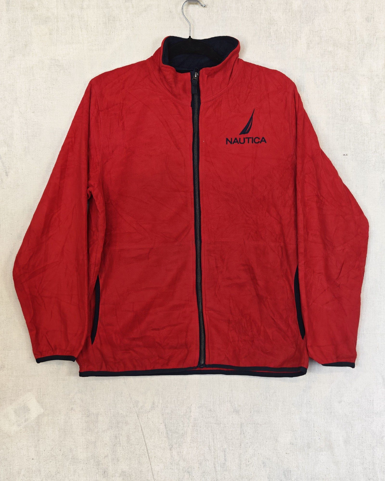 Nautica Red Fleece Full-Zip Unisex Jacket XL 18/20 Polyester Sailing Gorpcore Streetwear