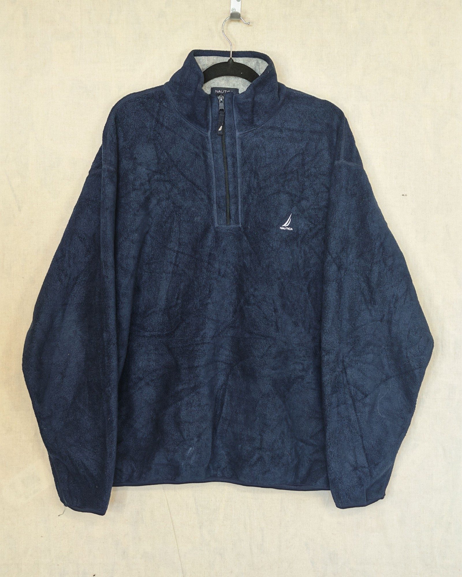Nautica Navy Blue Fleece Half-Zip Pullover XL 100% Polyester Sailing Gorpcore Streetwear