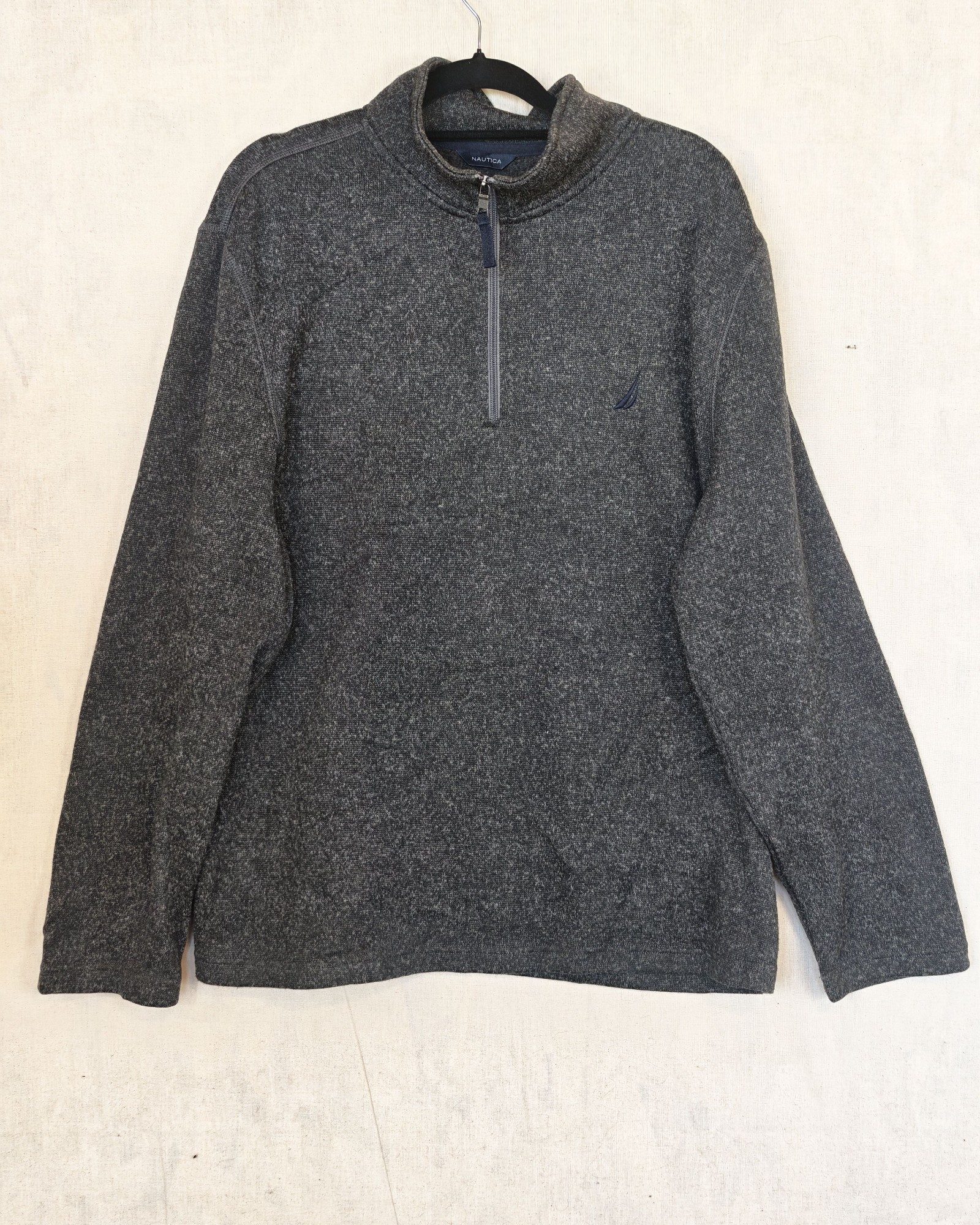 Nautica Grey Polyester Quarter Zip Sweater XL Sailing Gorpcore Streetwear