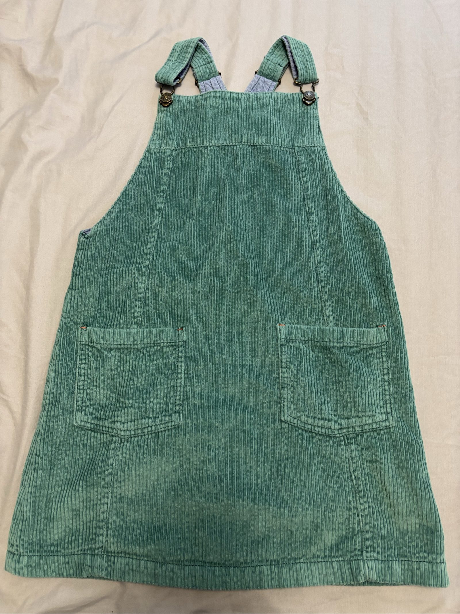 FatFace Green Corduroy Pinafore Dress age 10/11 Cotton
