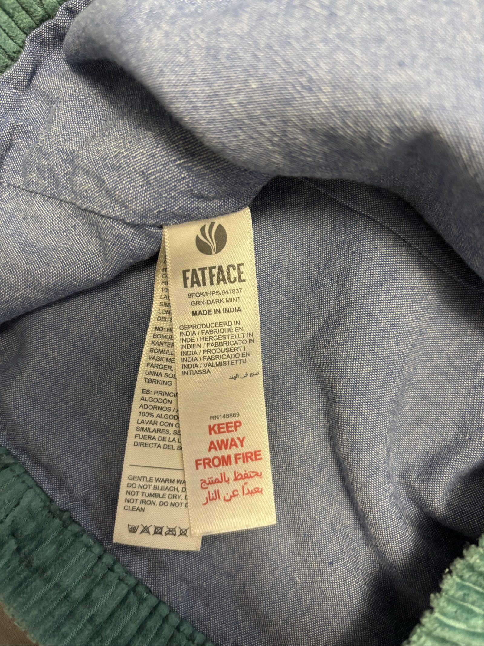 FatFace Green Corduroy Pinafore Dress age 10/11 Cotton image 5