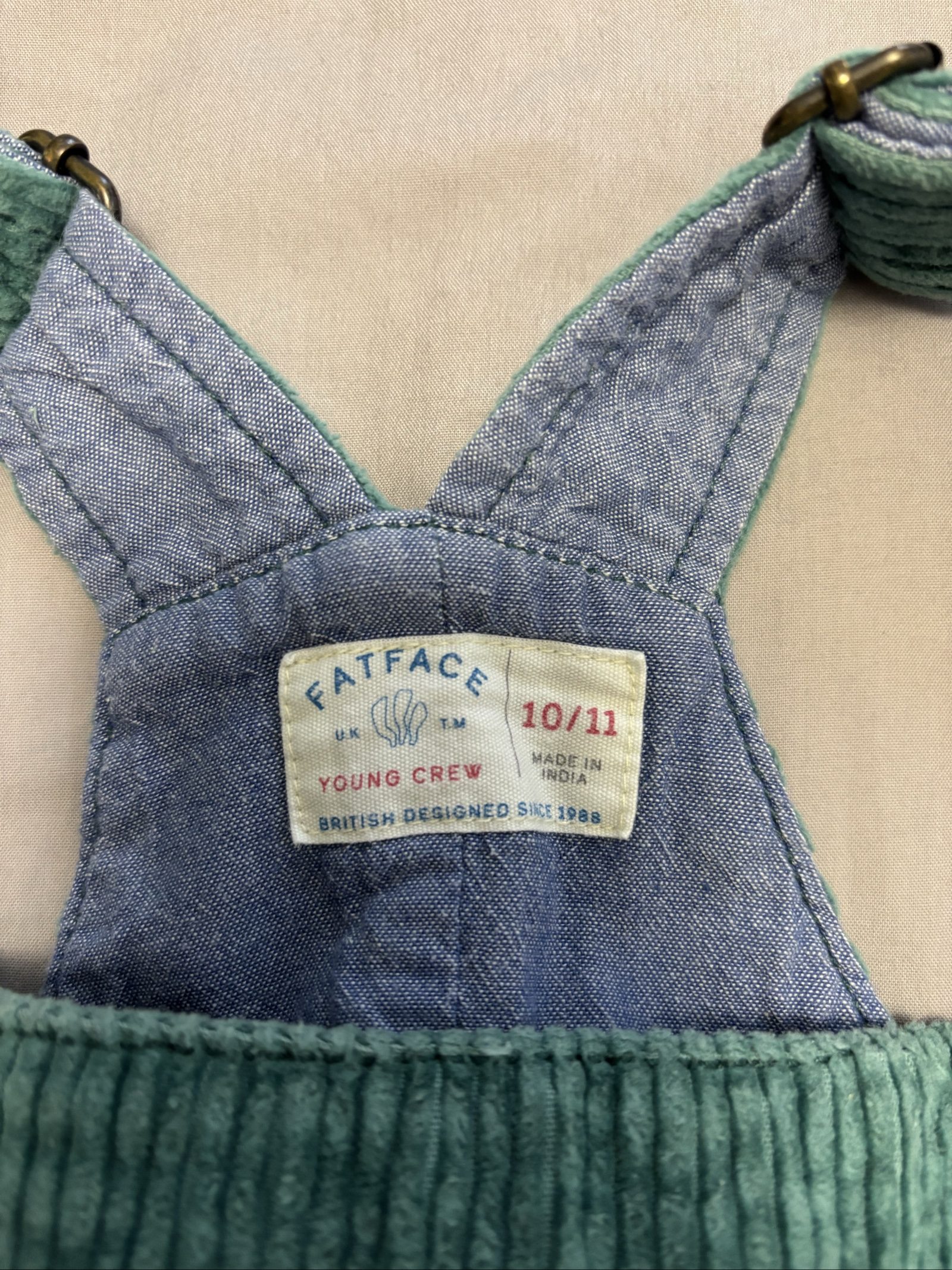 FatFace Green Corduroy Pinafore Dress age 10/11 Cotton image 6
