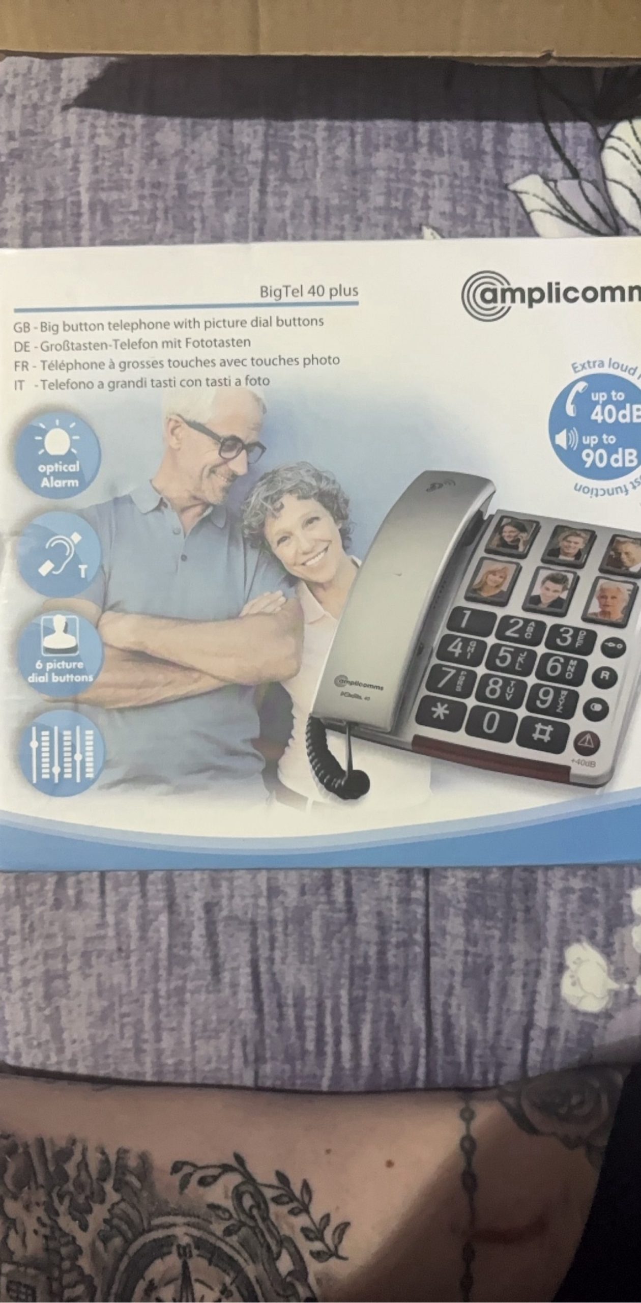 Amplicomm BigTel 40 Plus White Big Button Telephone with Picture Dial